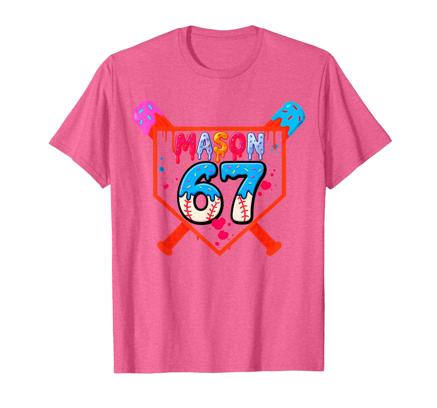 Mason 67 Funny Ice Cream Drip Baseball Meme Design T-Shirt