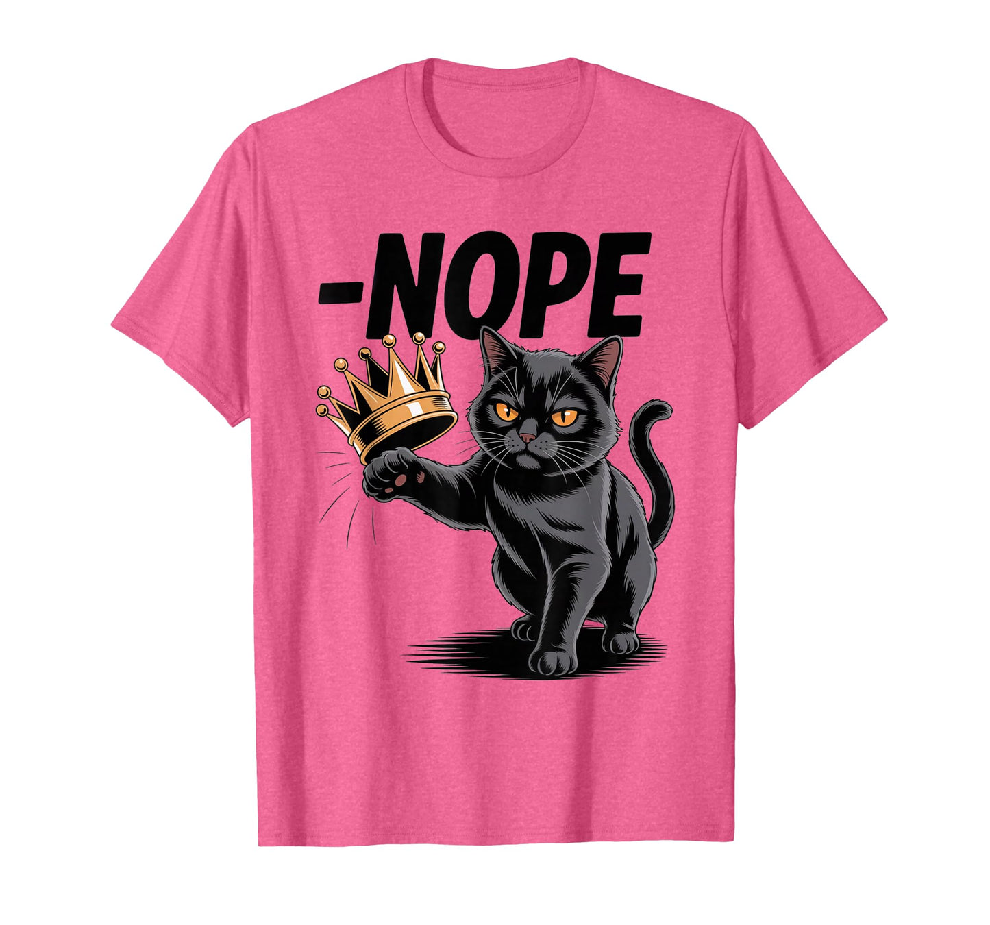 No Kings In America Funny Black Cat Kicking Crown T-Shirt