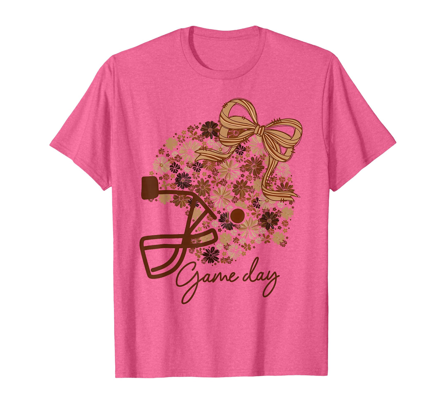 Retro Floral Football Helmet Game Day Touch Down Season T-Shirt