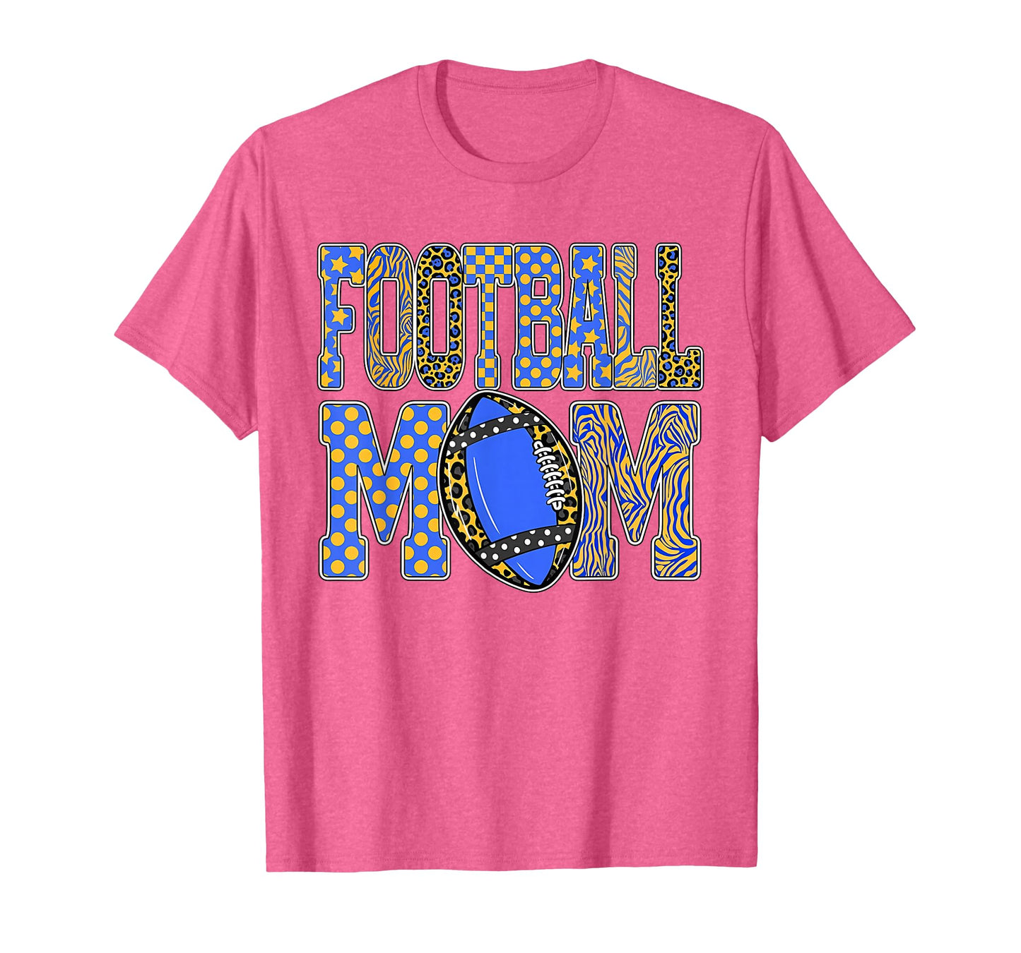 Leopard Blue Gold Checkered Football Touchdown Season T-Shirt