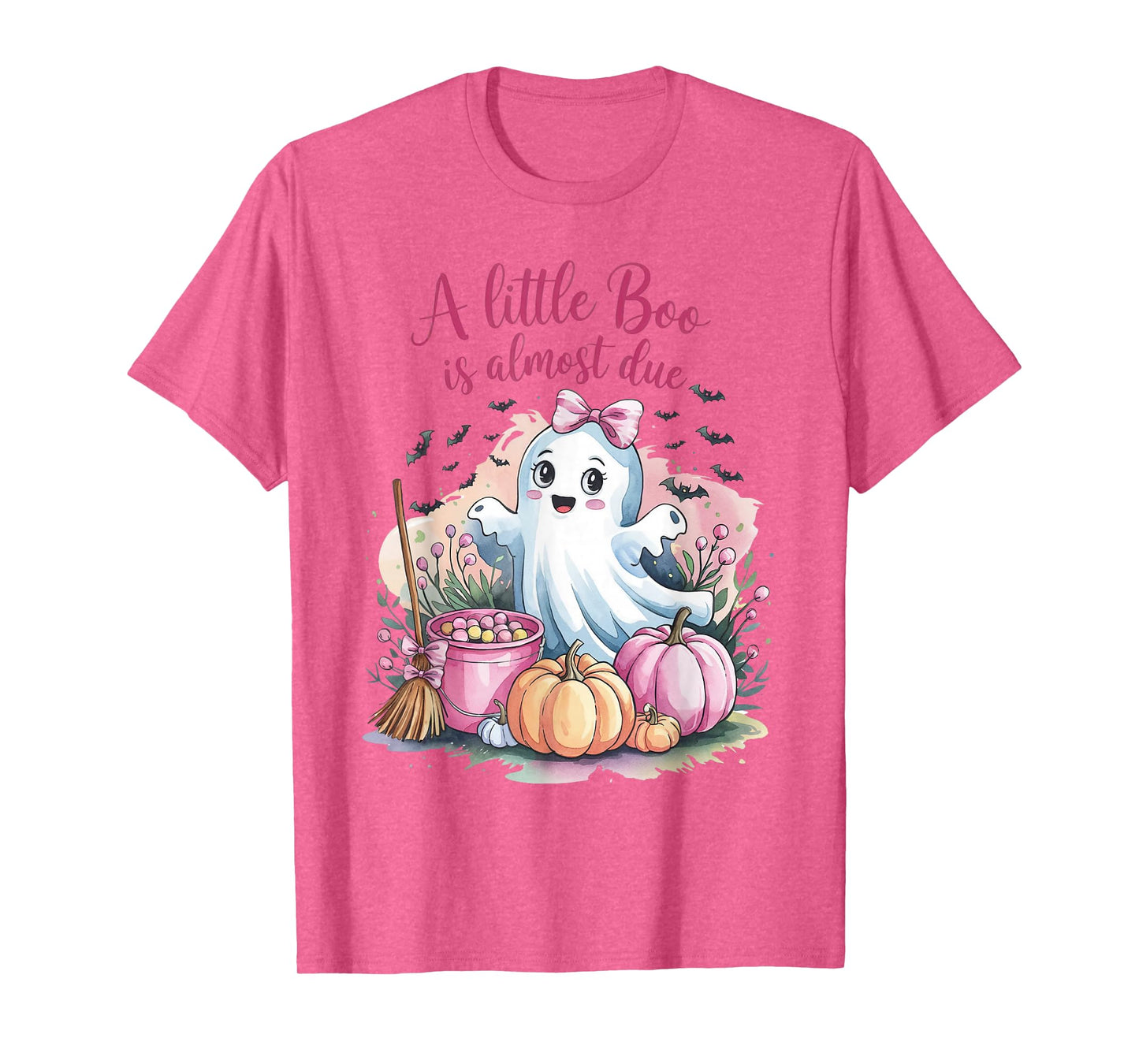 Little Boo is Almost Due Halloween Theme Girl Baby Shower T-Shirt