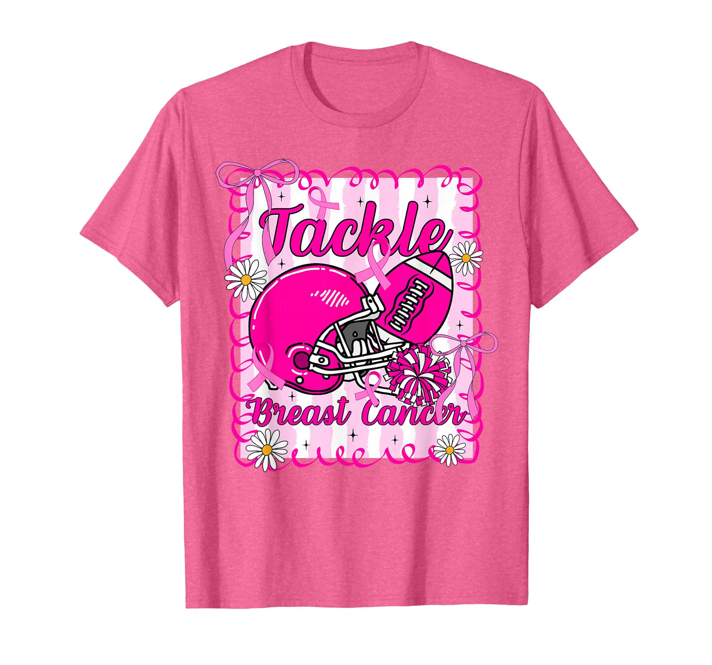 Tackle Breast Cancer Awareness American Football Cheer Women T-Shirt