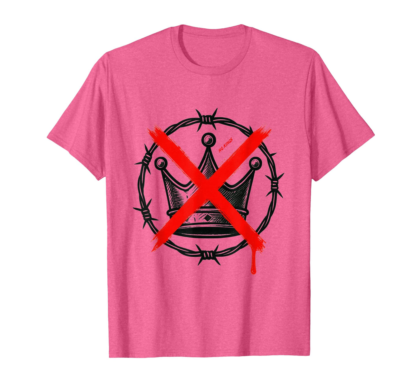 No Kings Barbed Crown Minimal Art with Red X T-Shirt