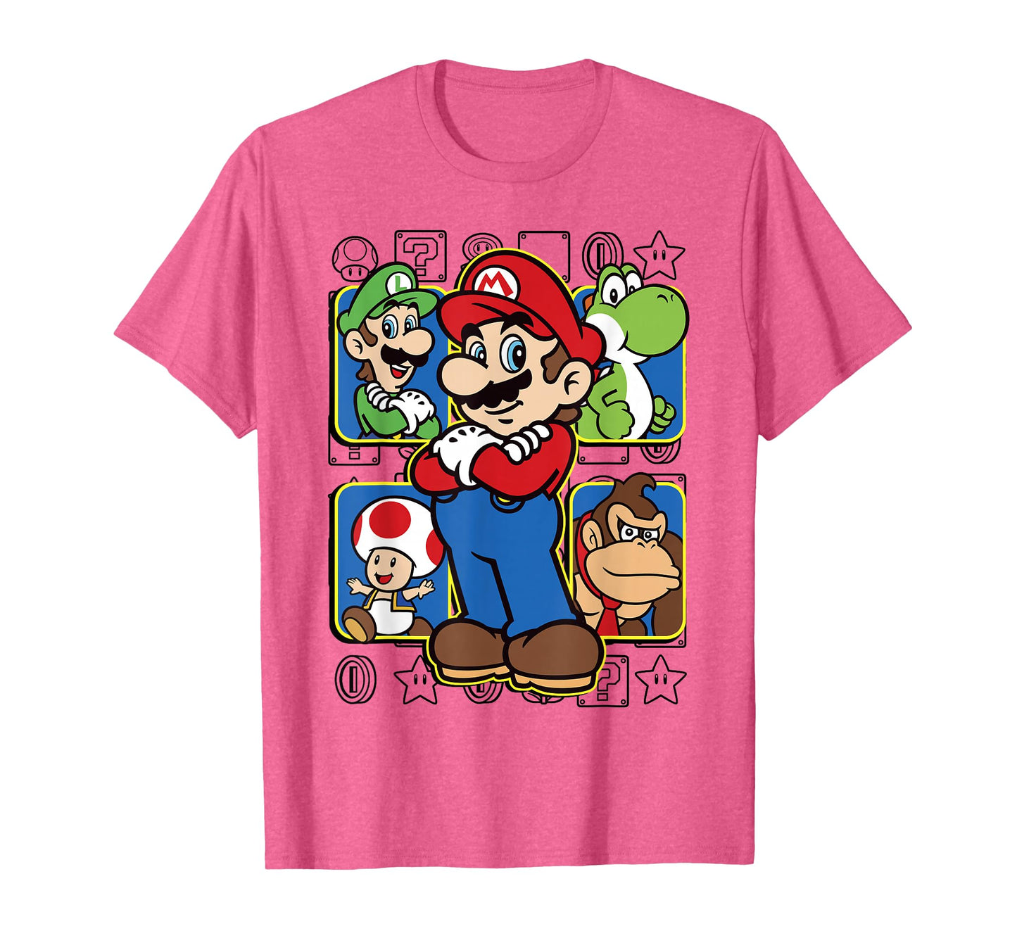 Super Mario Luigi Yoshi Toadstool Donkey Kong Box-Up T-Shirt T-Shirt