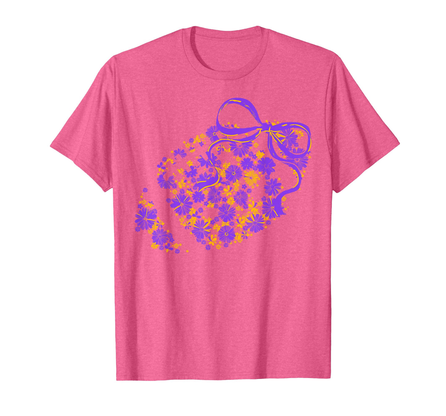 Floral Football Game Day Coquette Team Spirit Purple & Gold T-Shirt