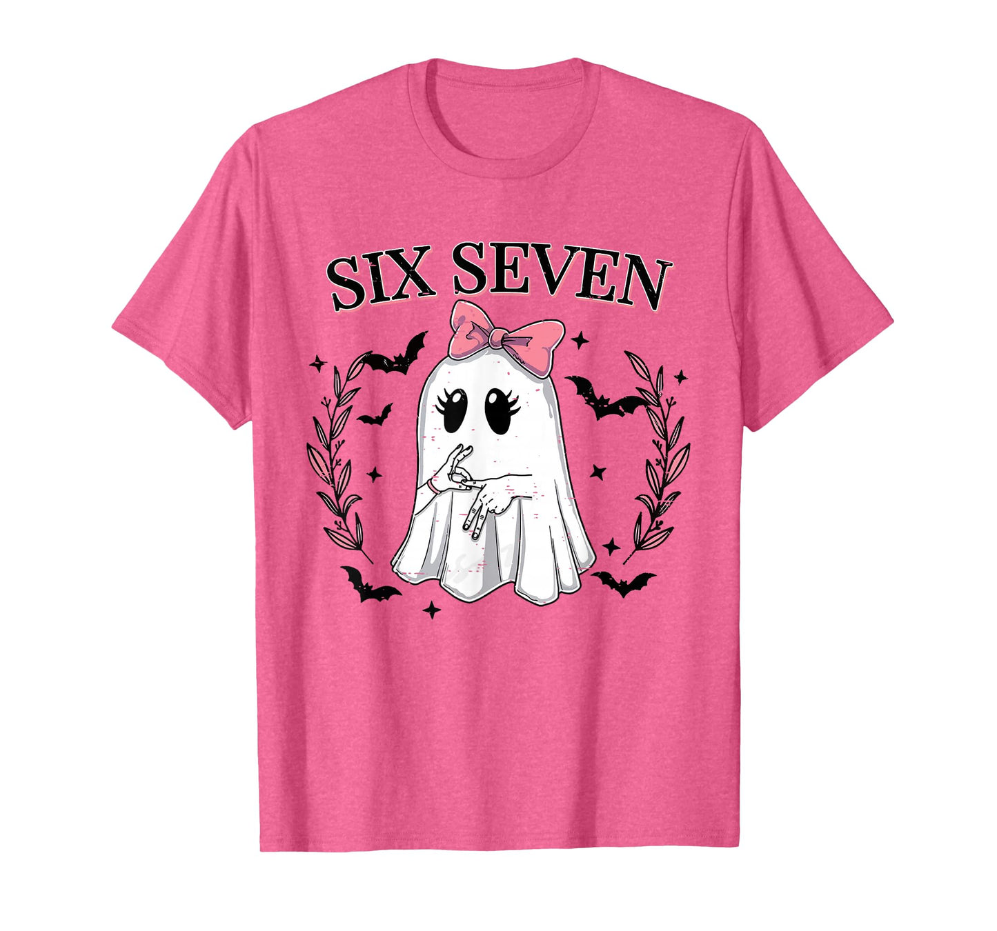 Funny Six Seven Meme 67 Spooky Ghost Halloween 6 7 Cute Girl T-Shirt