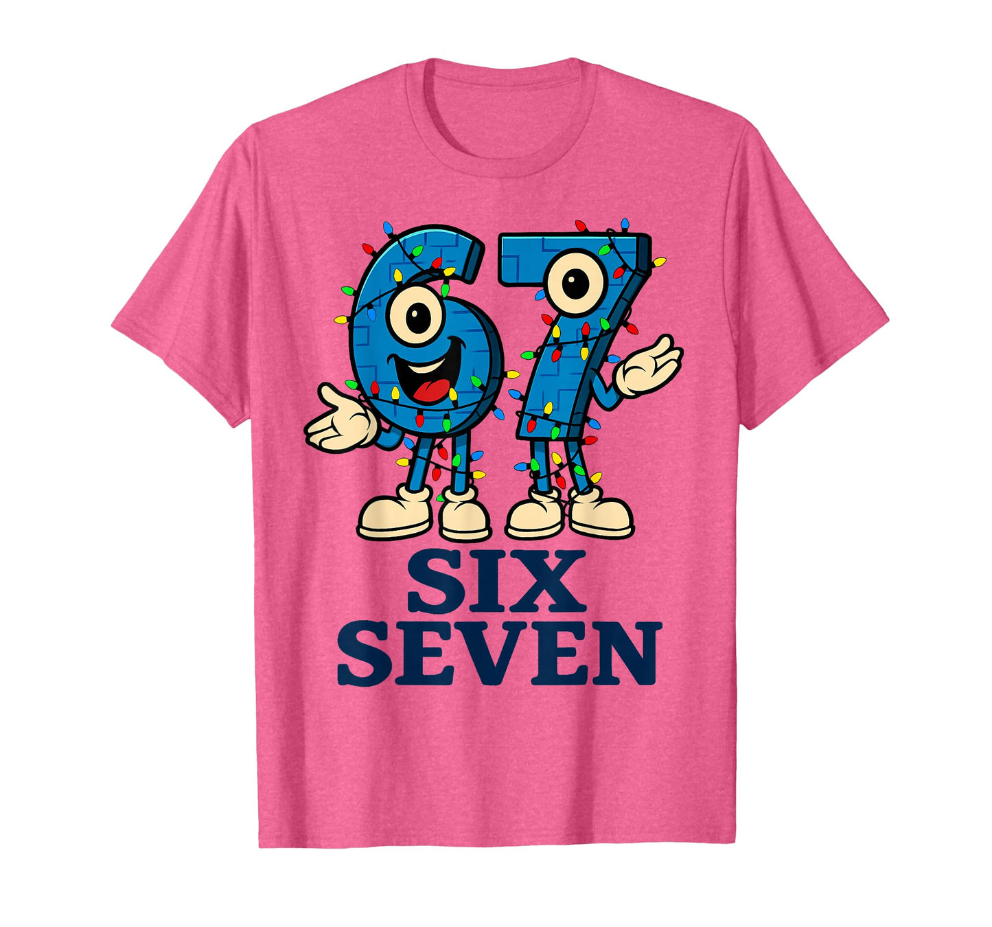 67 Six Seven 6-7 Christmas Lights - Funny Brainrot Kids Meme T-Shirt