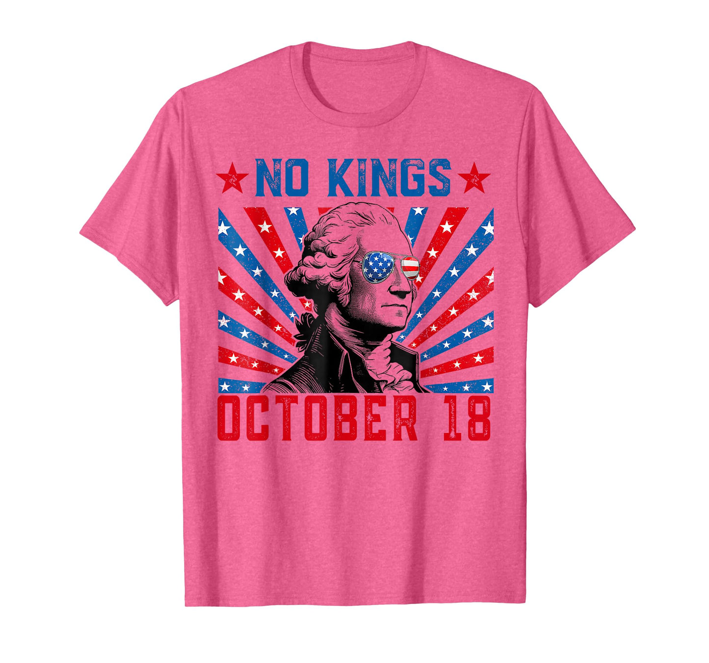 No Kings October 18 No Kings Day Retro George America Flag T-Shirt