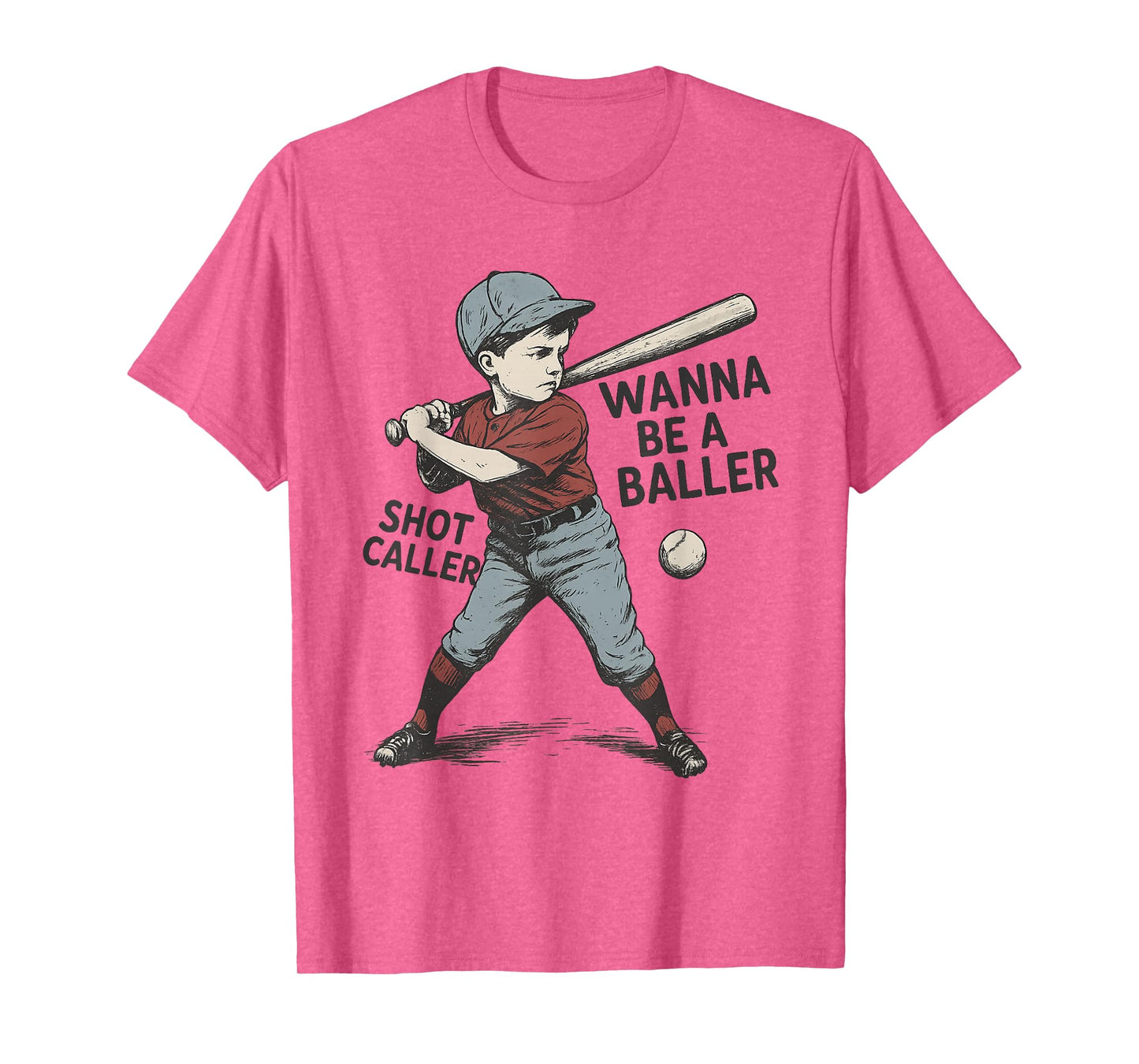 Wanna Be a Baller Shot Caller Vintage Baseball Kid T-Shirt