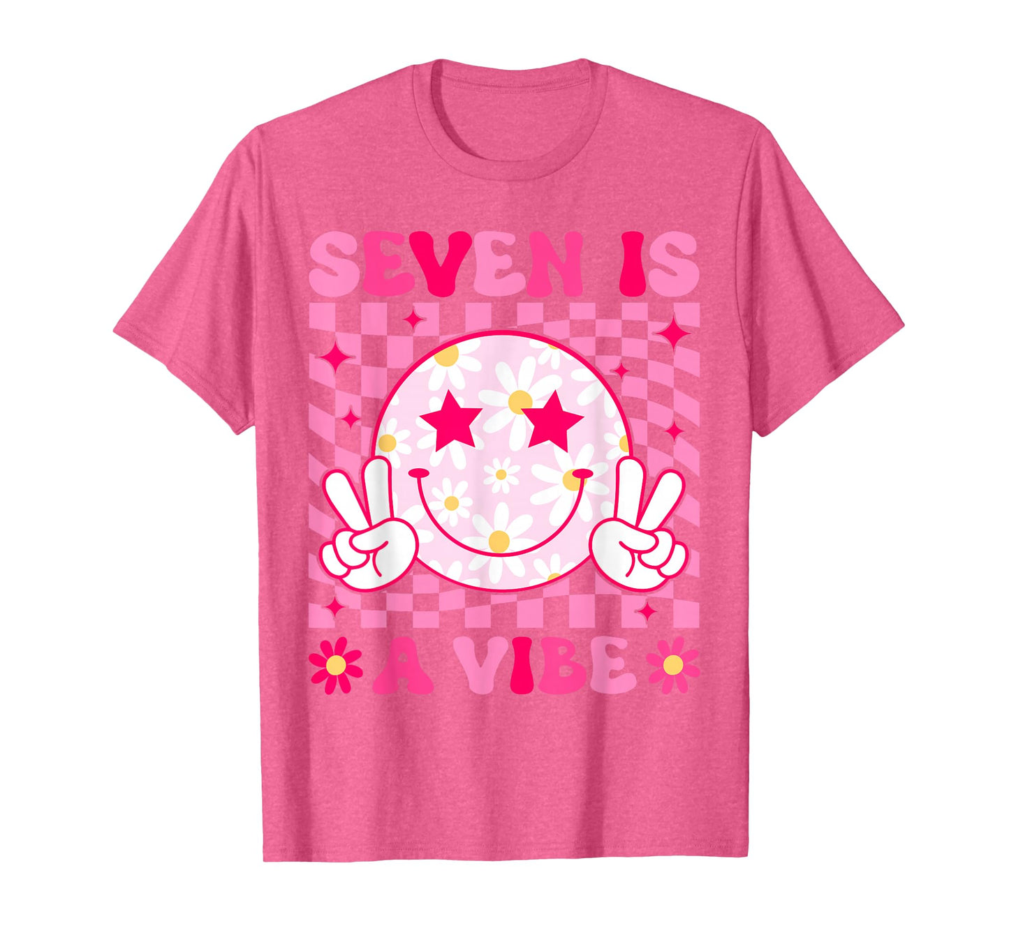 Seven Is A Vibe Birthday Groovy 7 Year Old Girl 7th Birthday T-Shirt