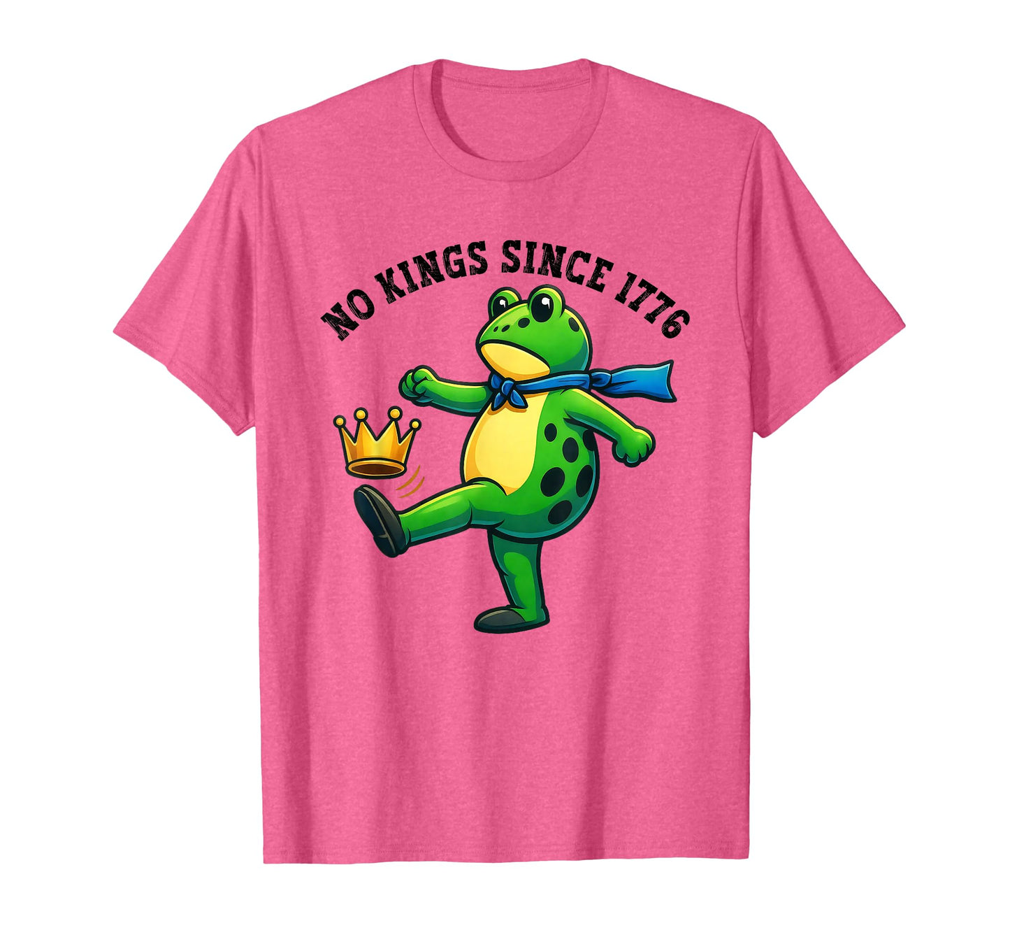 No Kings Since 1776 Portland Frog Kicking Crown Retro T-Shirt