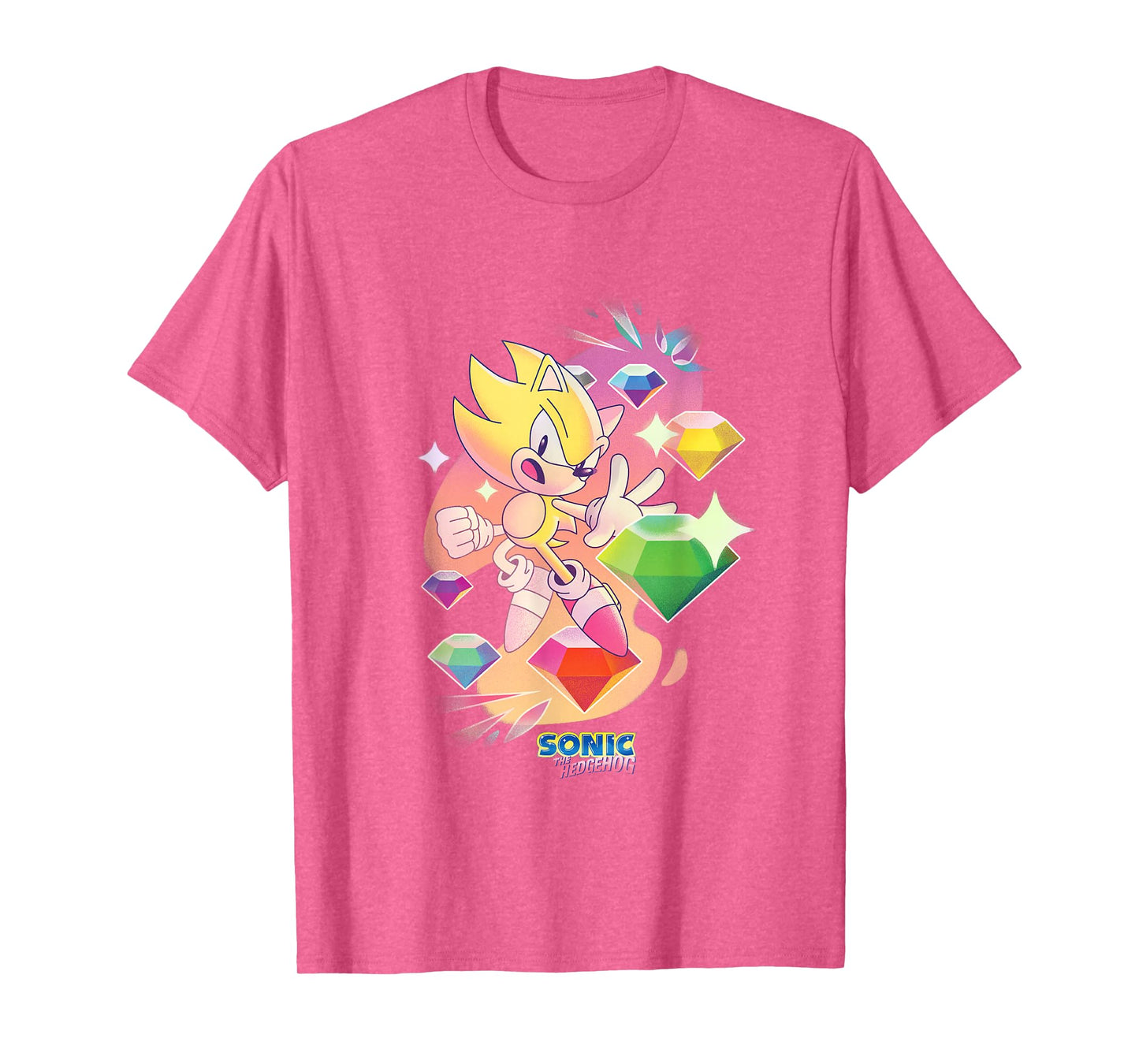 Sonic The Hedgehog Super Sonic Chaos Emeralds Vintage T-Shirt