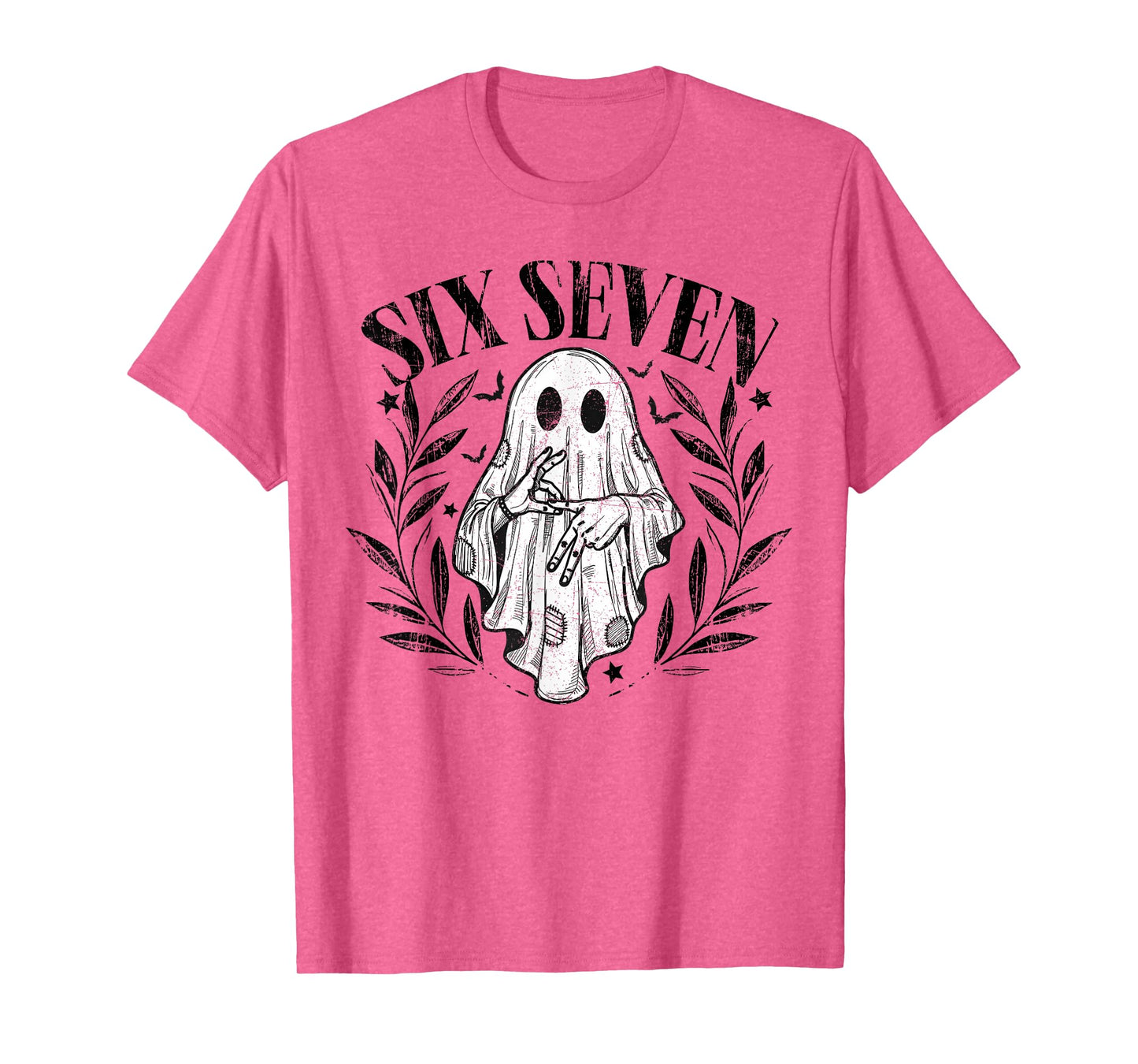 Six Seven 6 7 Meme Gen Alpha Halloween Ghost Hands Sign T-Shirt