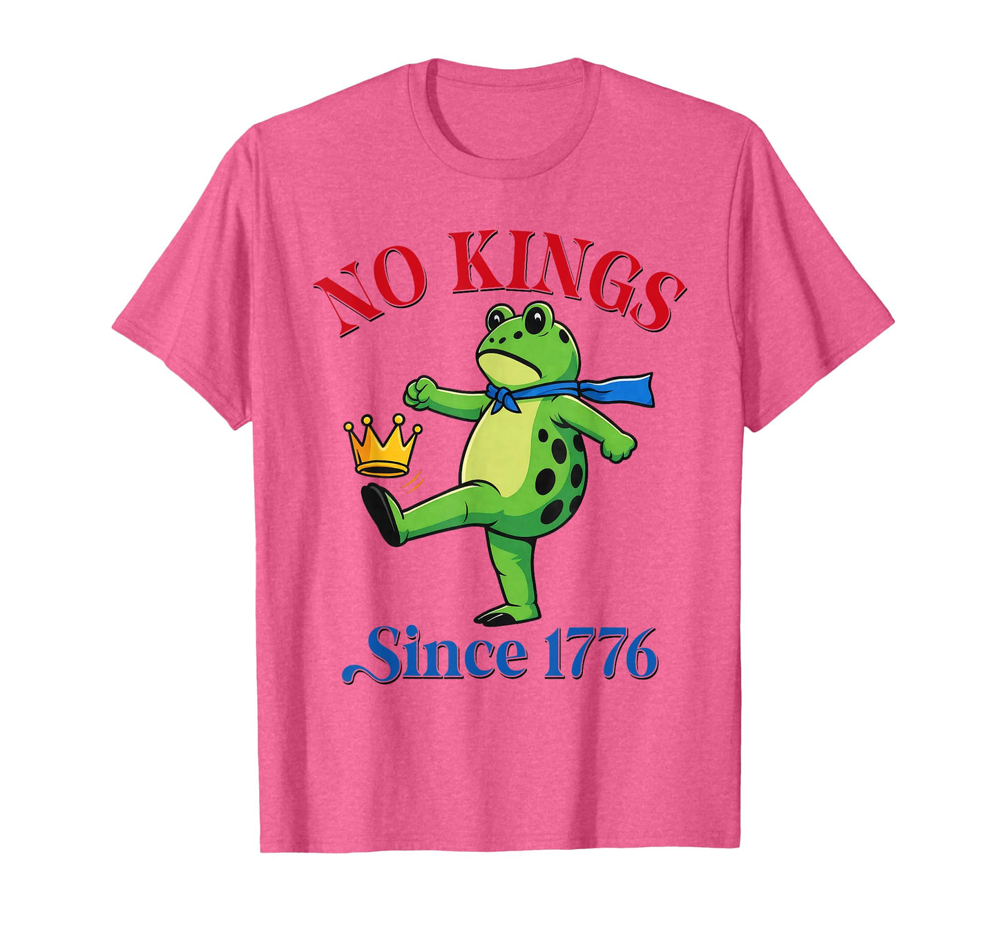 No Kings Since 1776 Portland Frog Kicking Crown Retro T-Shirt