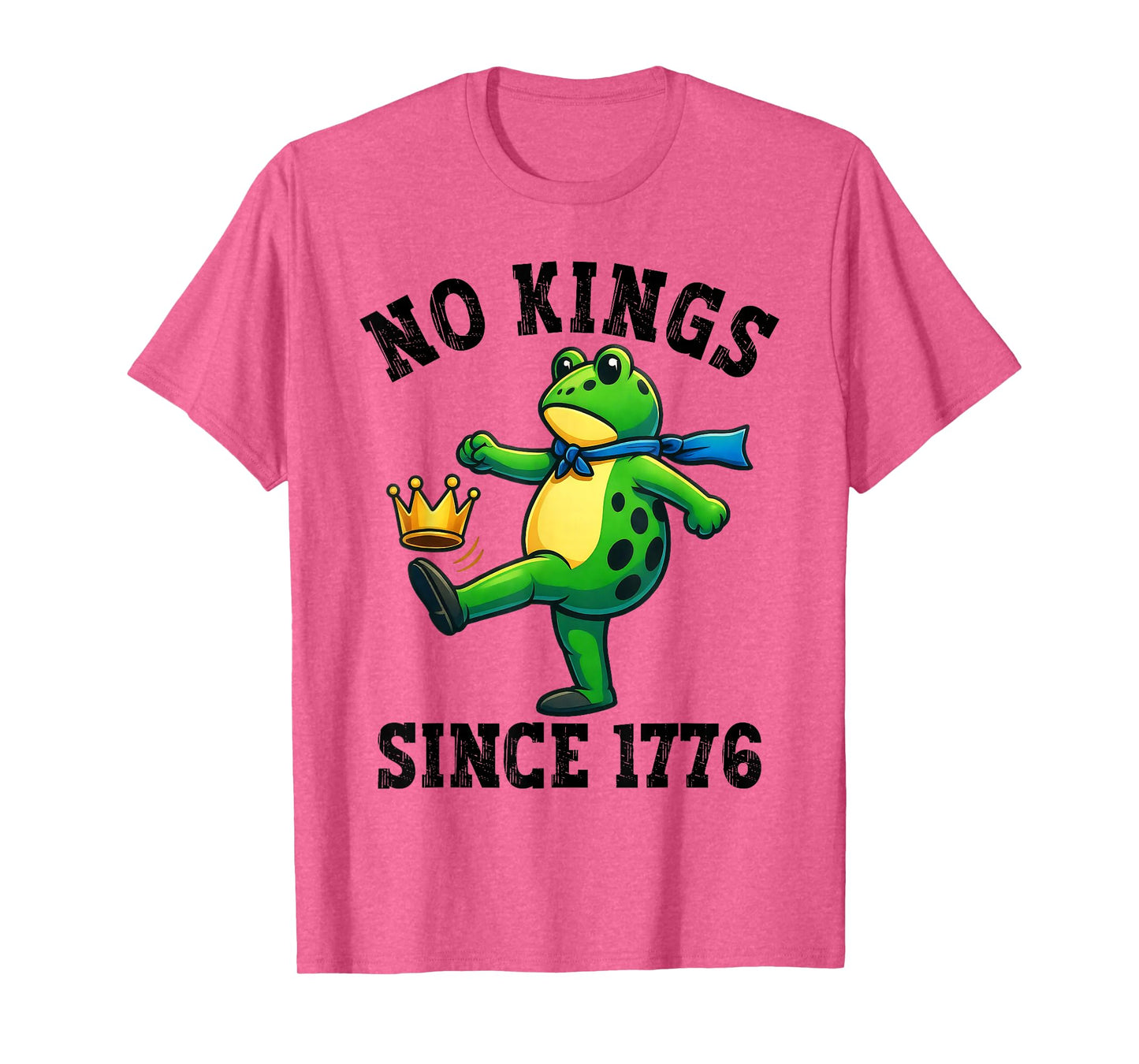 No Kings Since 1776 Portland Frog Kicking Crown Retro T-Shirt