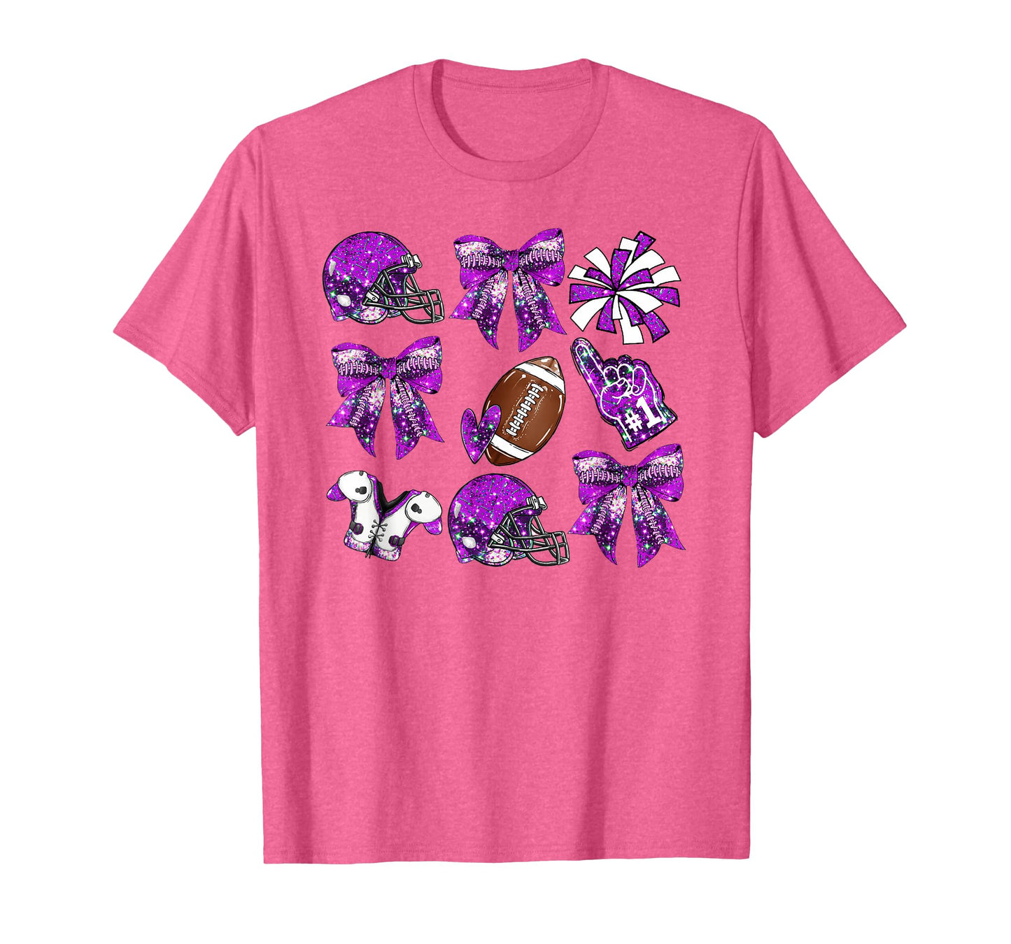 Purple Coquette Bow Football Game Day Women Girls Kids T-Shirt