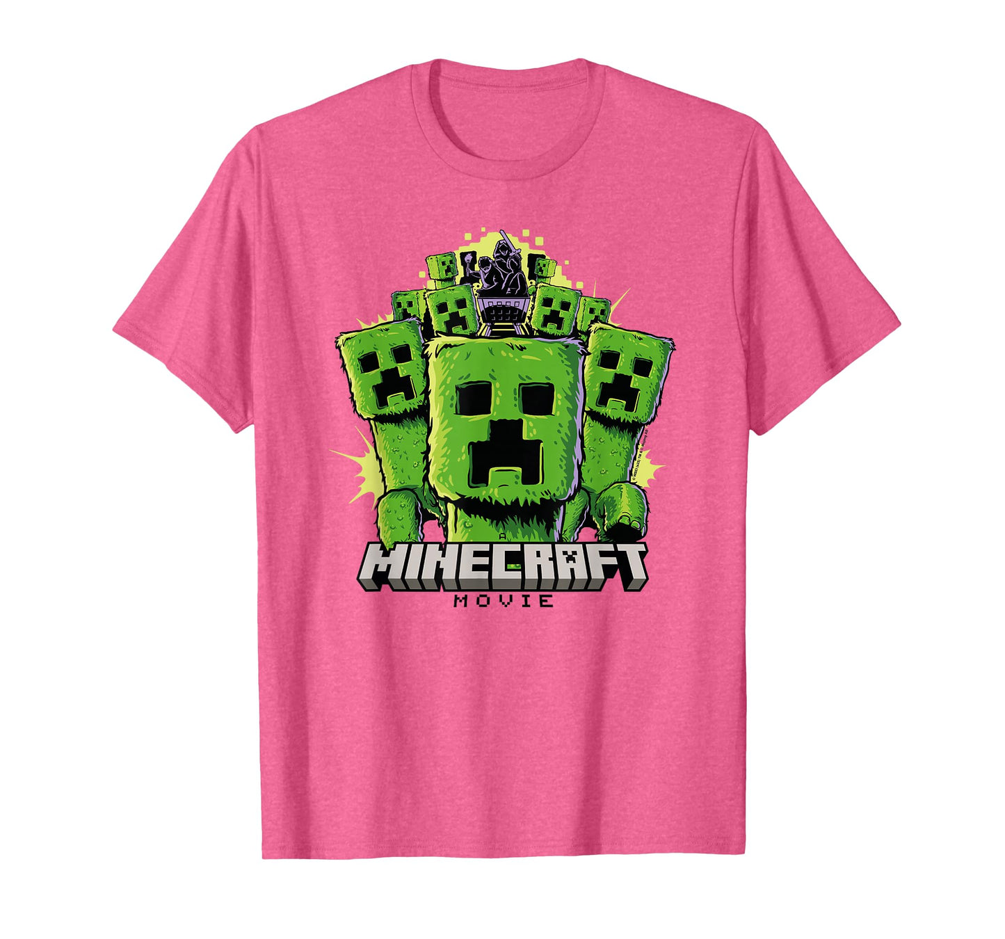 A Minecraft Movie Group Of Creepers Surrounding The Heroes T-Shirt