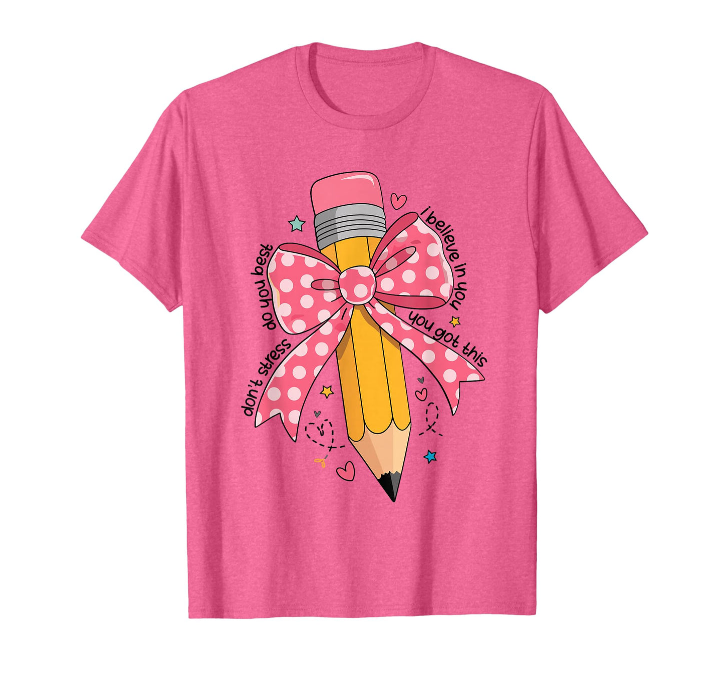 Pencil Coquette Bow Test Day Teacher Motivational Testing T-Shirt