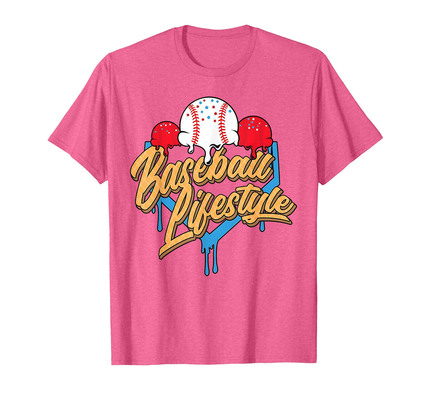 Baseball Lifestyle Home Plate Ice Cream Drip Men Boys Youth T-Shirt