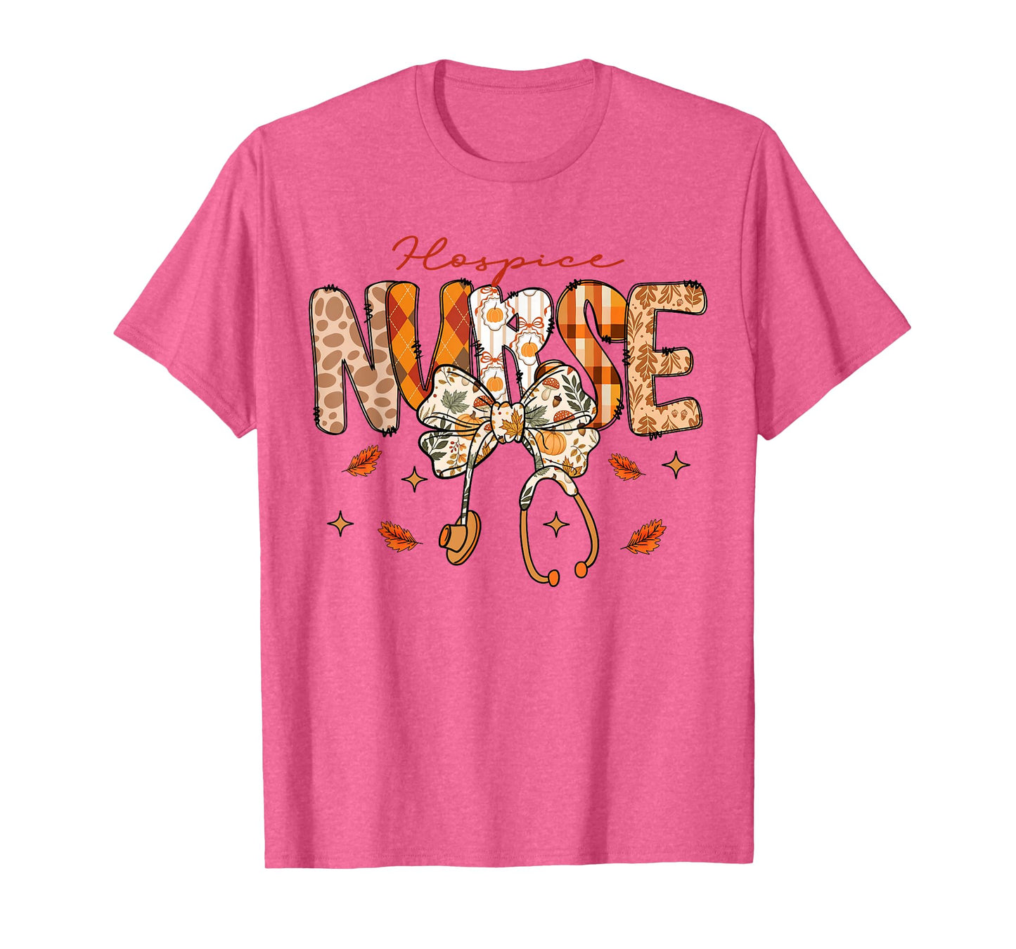 Hospice Nurse Fall Stethoscope Coquette Bow Autumn T-Shirt