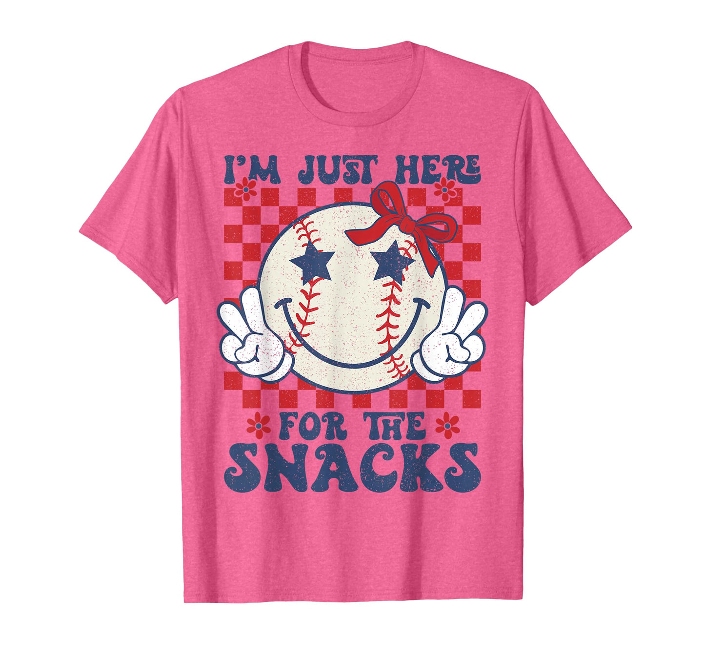 Retro Baseball Sister I'm Just Here for the Snacks Girls Mom T-Shirt
