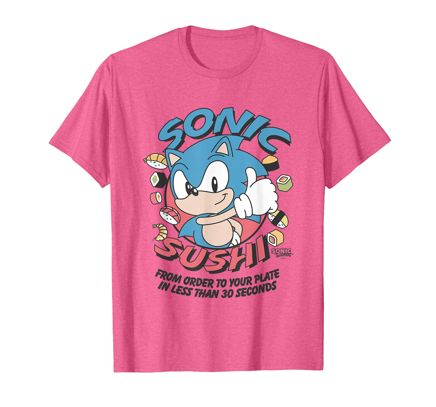 Sonic The Hedgehog Sonic Sushi Less Than 30 Seconds Vintage T-Shirt