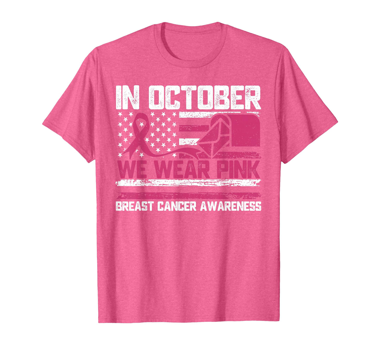 in October We Wear Pink Postal Worker Breast Cancer T-Shirt
