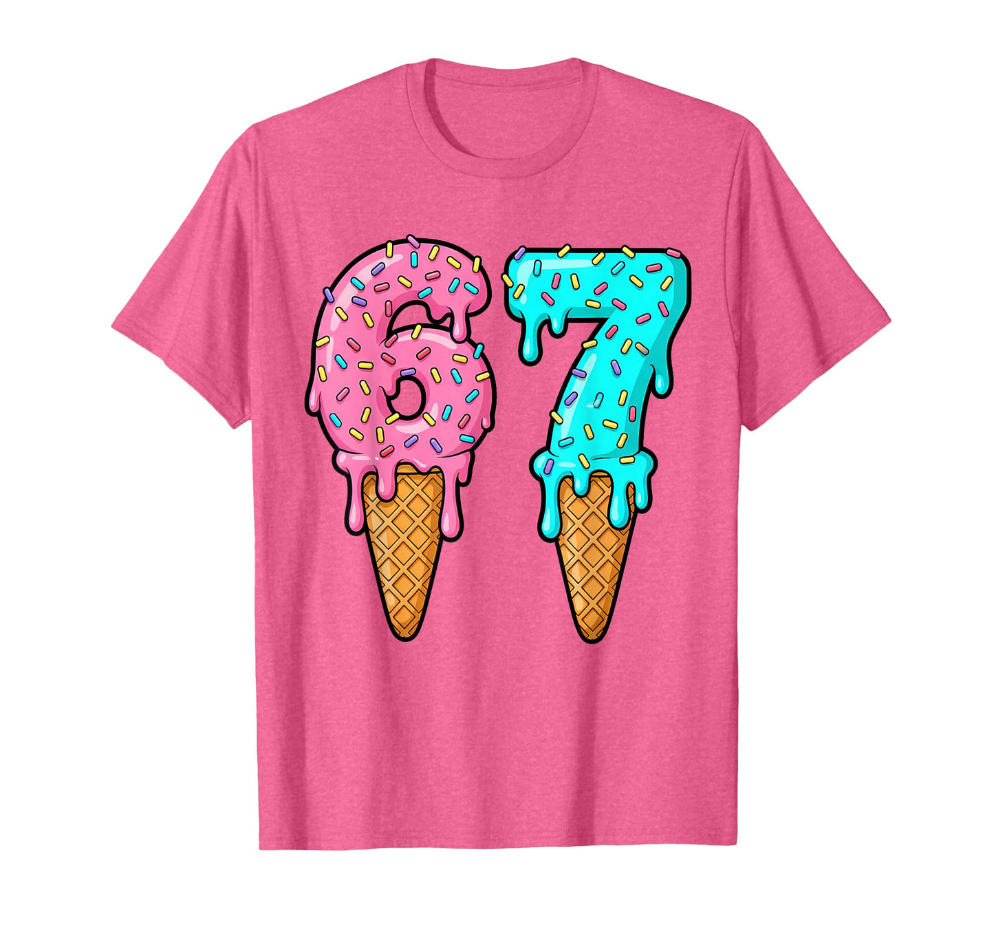67 Ice Cream Drip Meme Funny Six Seven Gen Alpha Slang T-Shirt