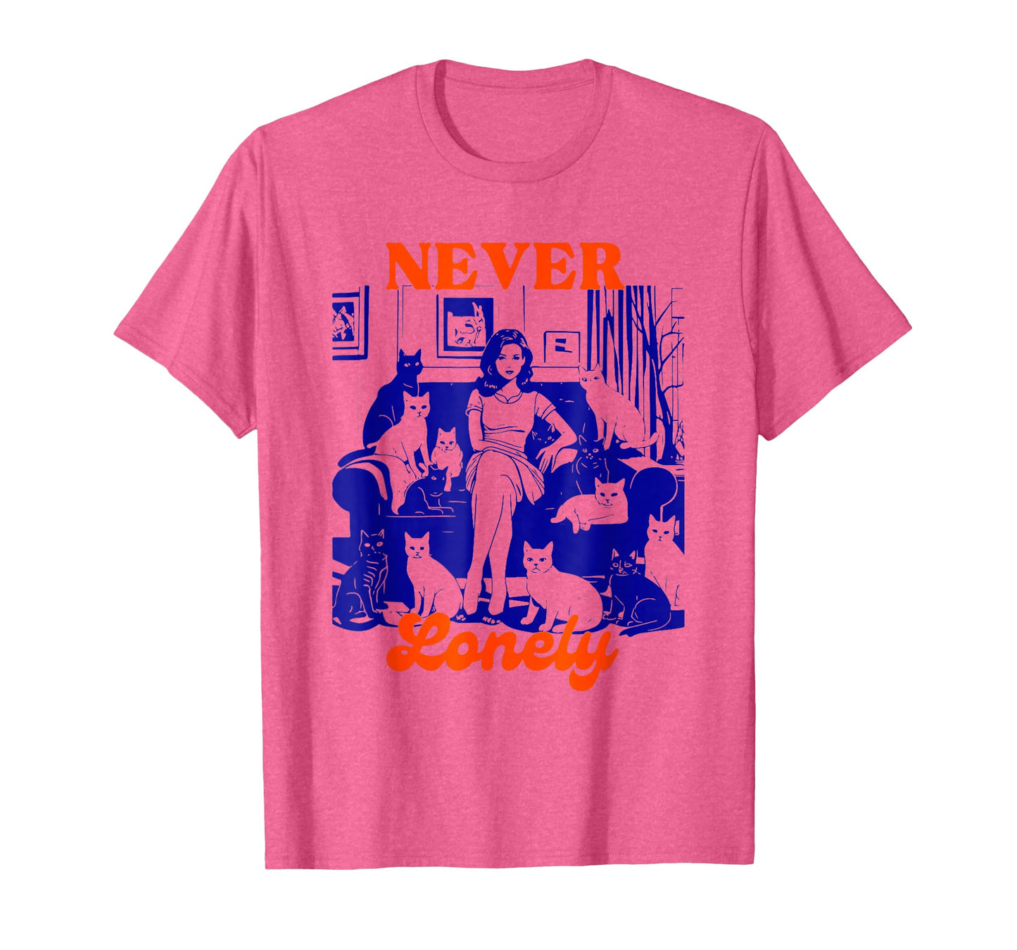 Never Lonely Cat Lover Humor Art T-Shirt