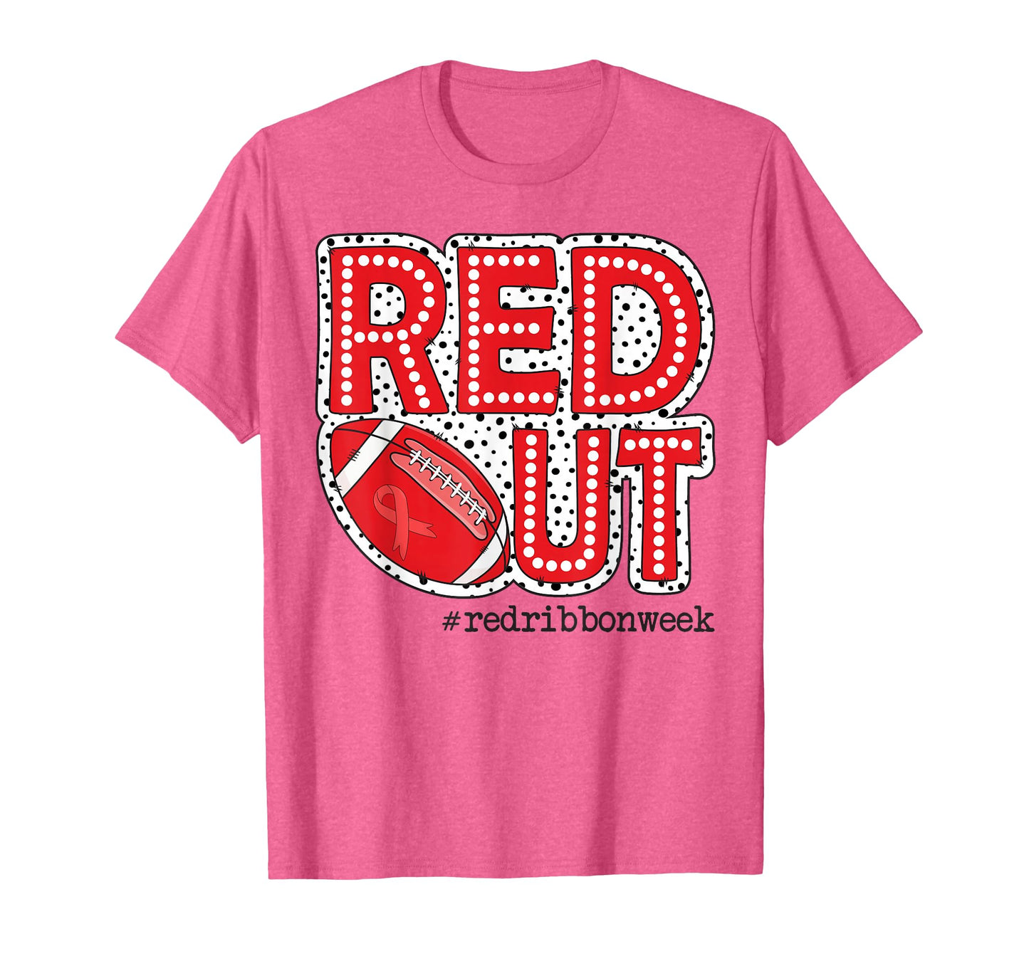 Red Out Football Fan Red Ribbon Week Awareness School Spirit T-Shirt