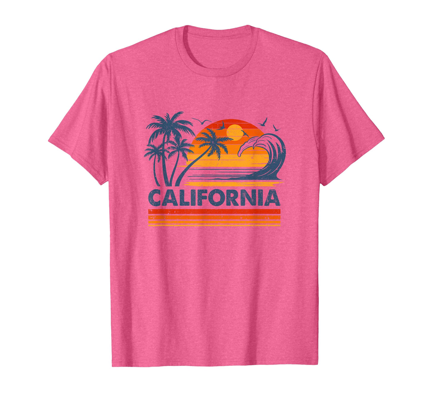 California Vacation Sunset Cute 70S Vintage Retro Beach T-Shirt