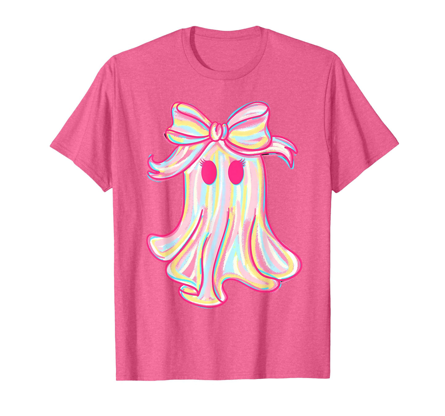 Preppy Pink Boo Ghost Coquette Bow Halloween Spooky Season T-Shirt