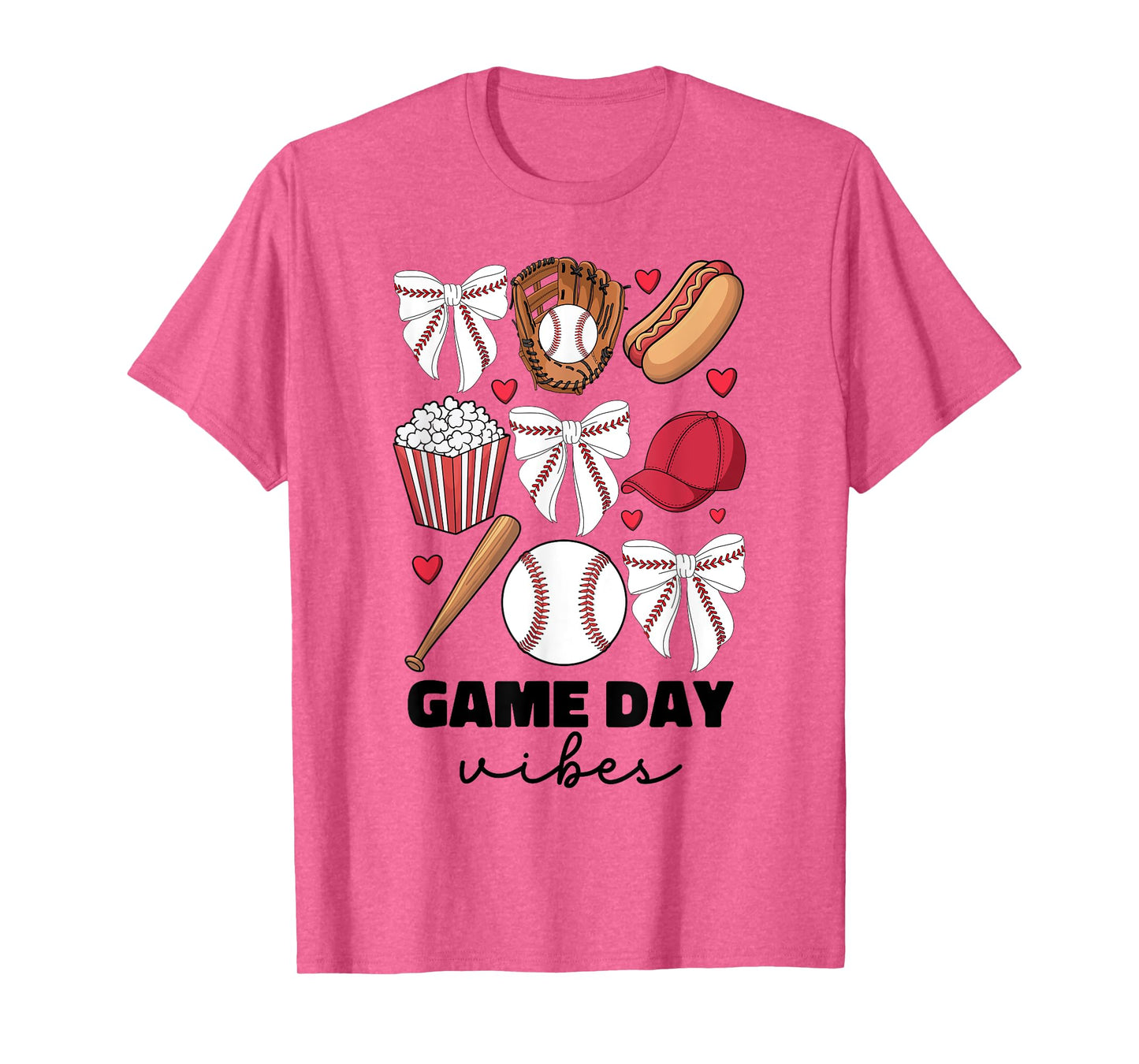 Game Day Vibes Coquette Bow Baseball Mom Women Girl Baseball T-Shirt