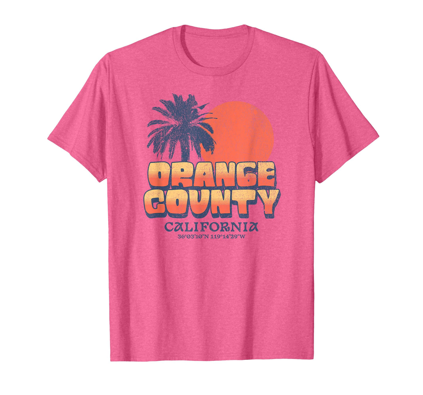 Orange County California Retro Sunset Palm Tree Cali Beach T-Shirt