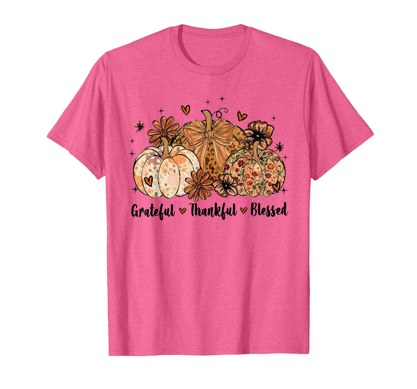 Grateful Thankful Blessed Pumpkin Thanksgiving Autumn Fall T-Shirt