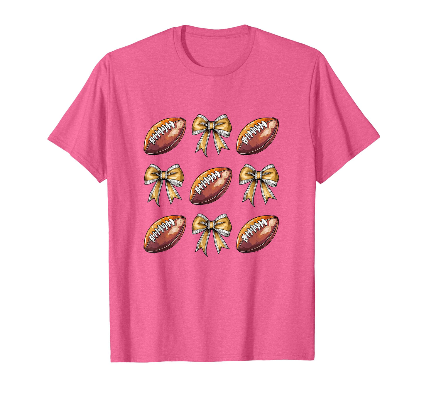 Funny Game Day Football Retro Coquette Bow Football Mama T-Shirt