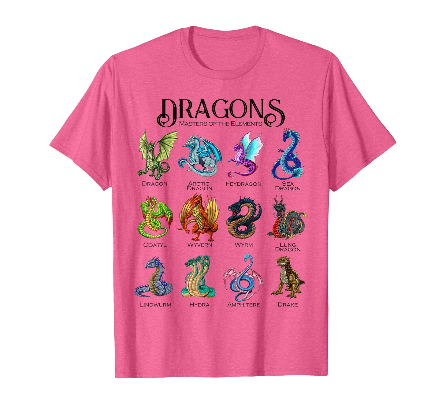 Masters of the Elements - Types of Dragons T-Shirt