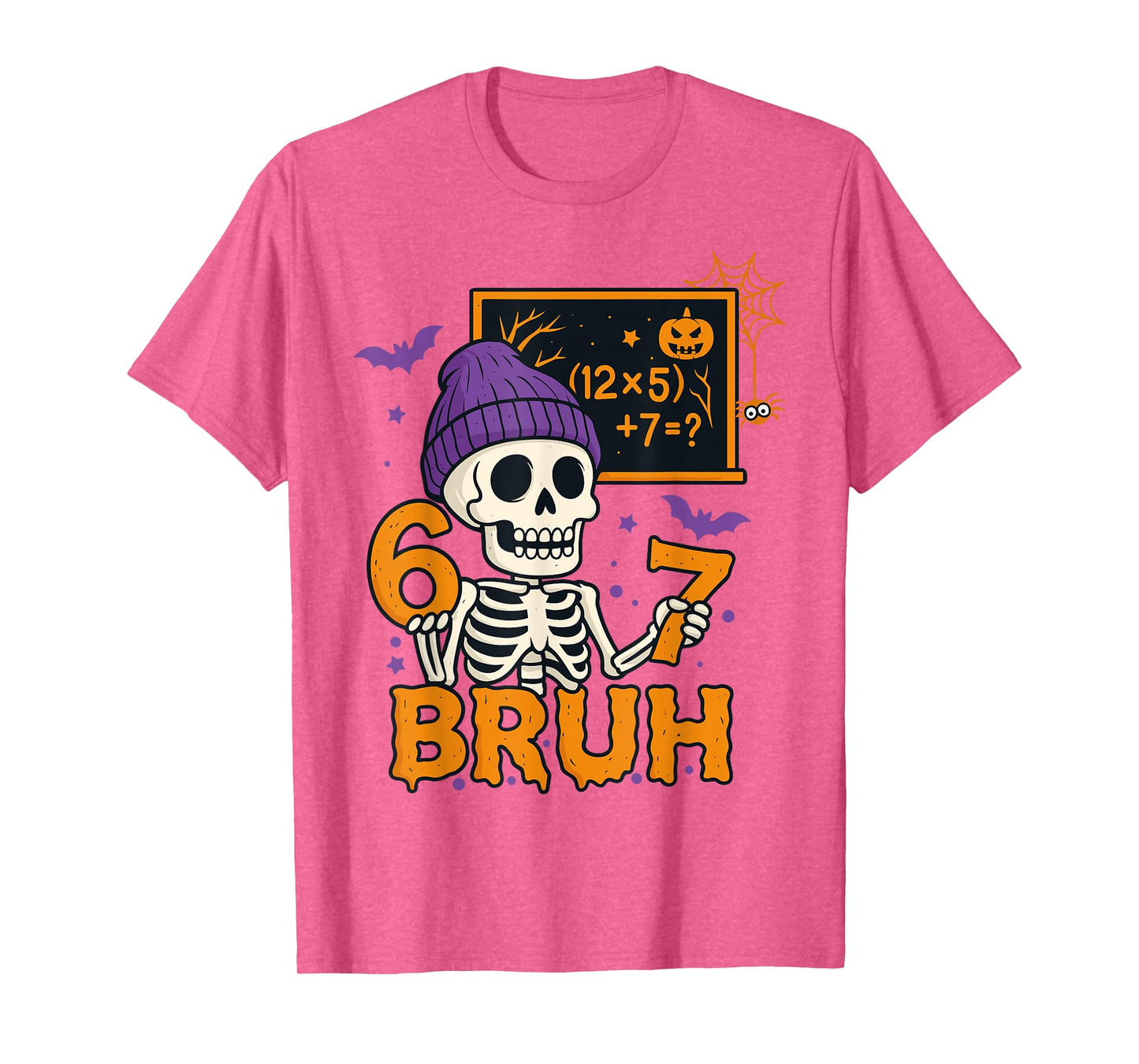 67 Teacher Halloween Skeleton Six Seven Meme Brainrot Math T-Shirt