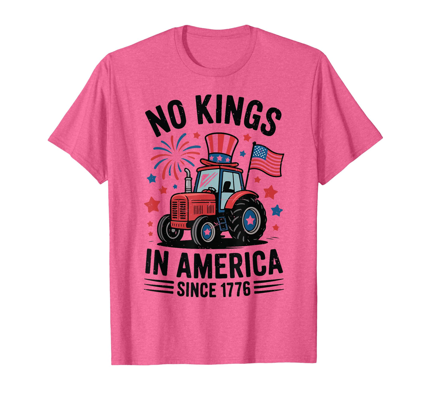 Toddler No Kings In America Flag 4th July Tractor Patriotic T-Shirt