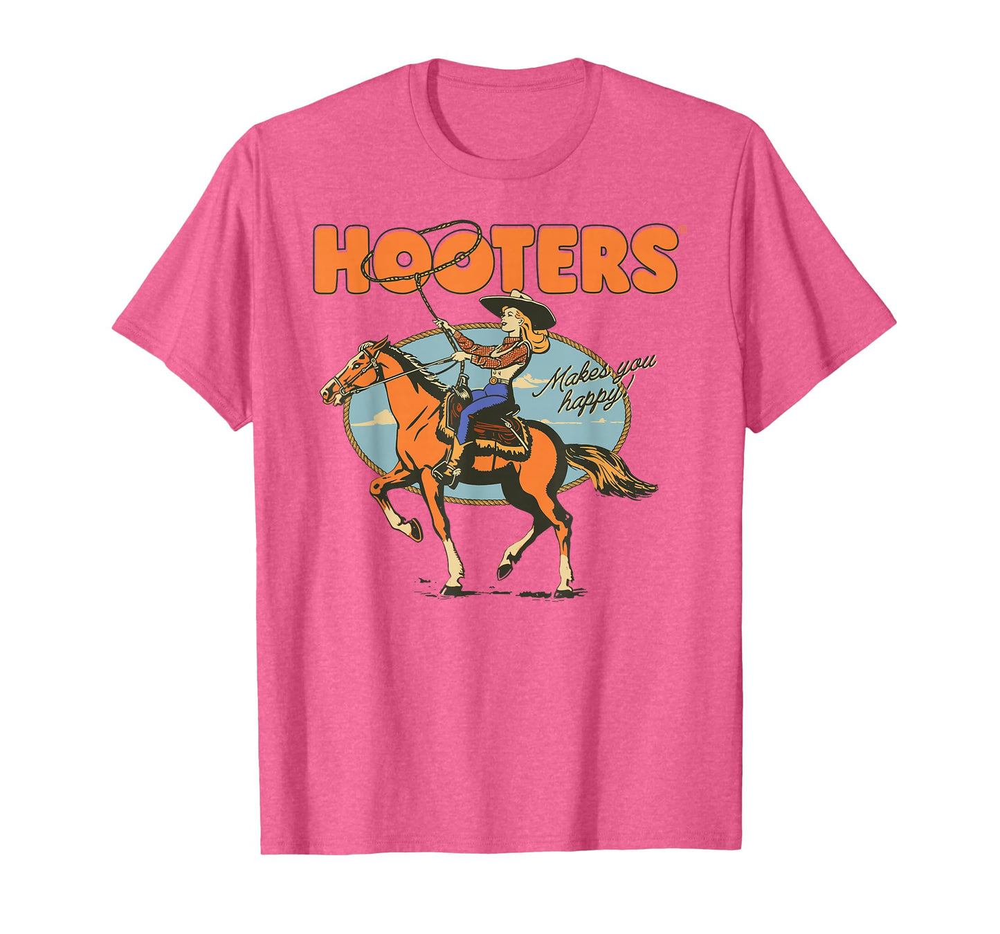 Hooters Makes You Happy Cowgirl with Lasso Funny T-Shirt