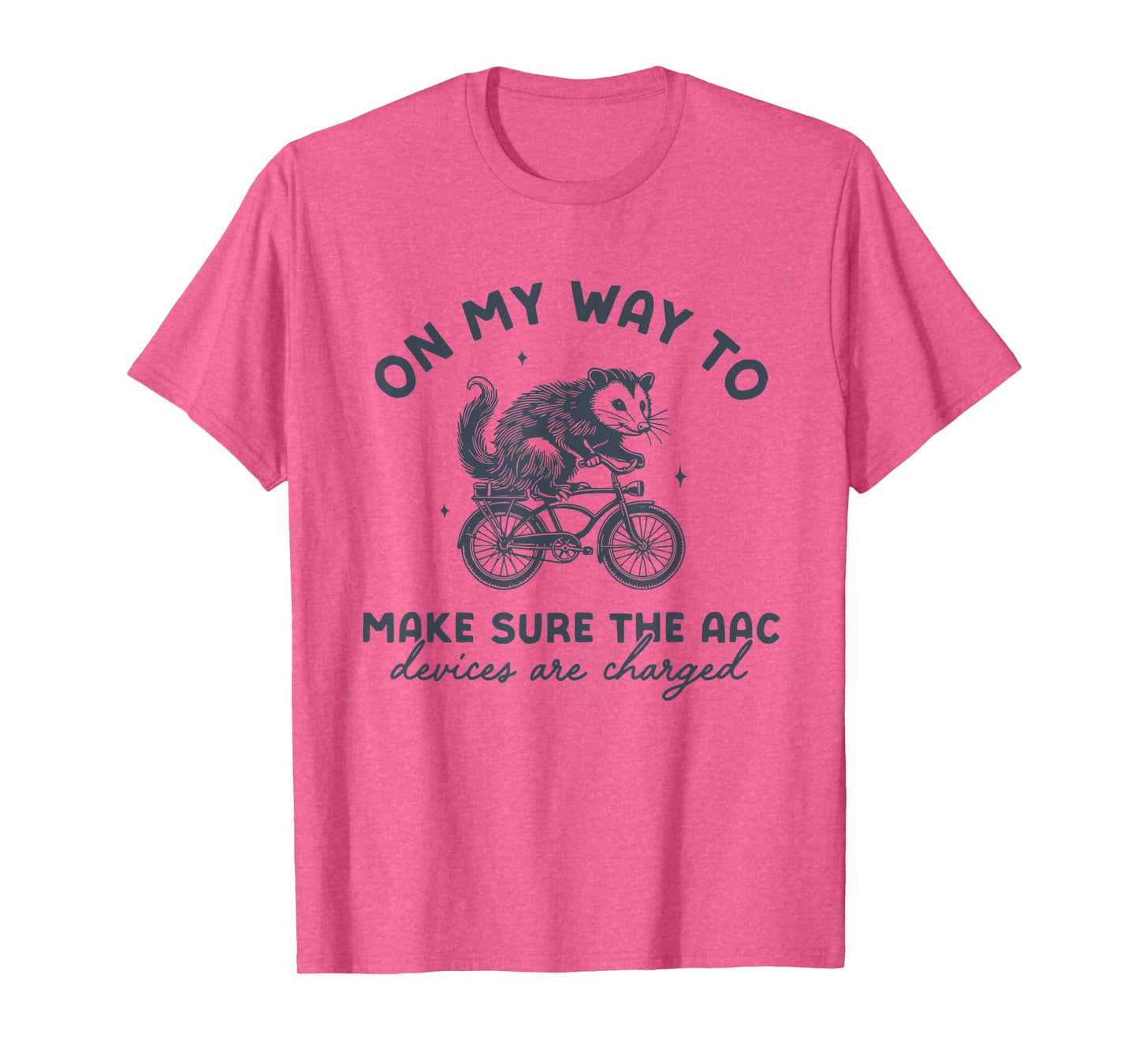 Retro AAC Speech Therapists Funny SLP Opossum on Bike T-Shirt