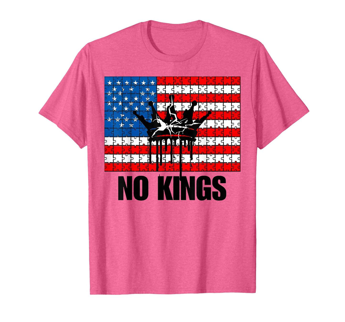 No Kings Shirt No Kings USA Flag Puzzle Piece T-Shirt