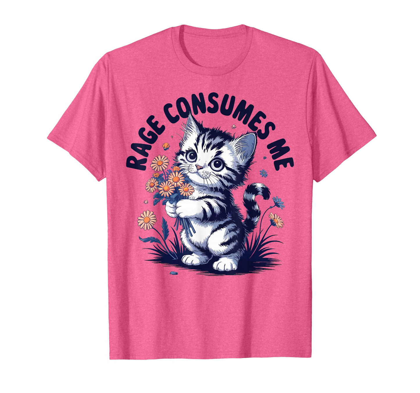 Anger Angry Emotion Funny Rage Rage Consumes Me T-Shirt - Men's Classic Fit Grey Crew Neck Short Sleeve Double Cuff Cartoon Pattern - Small