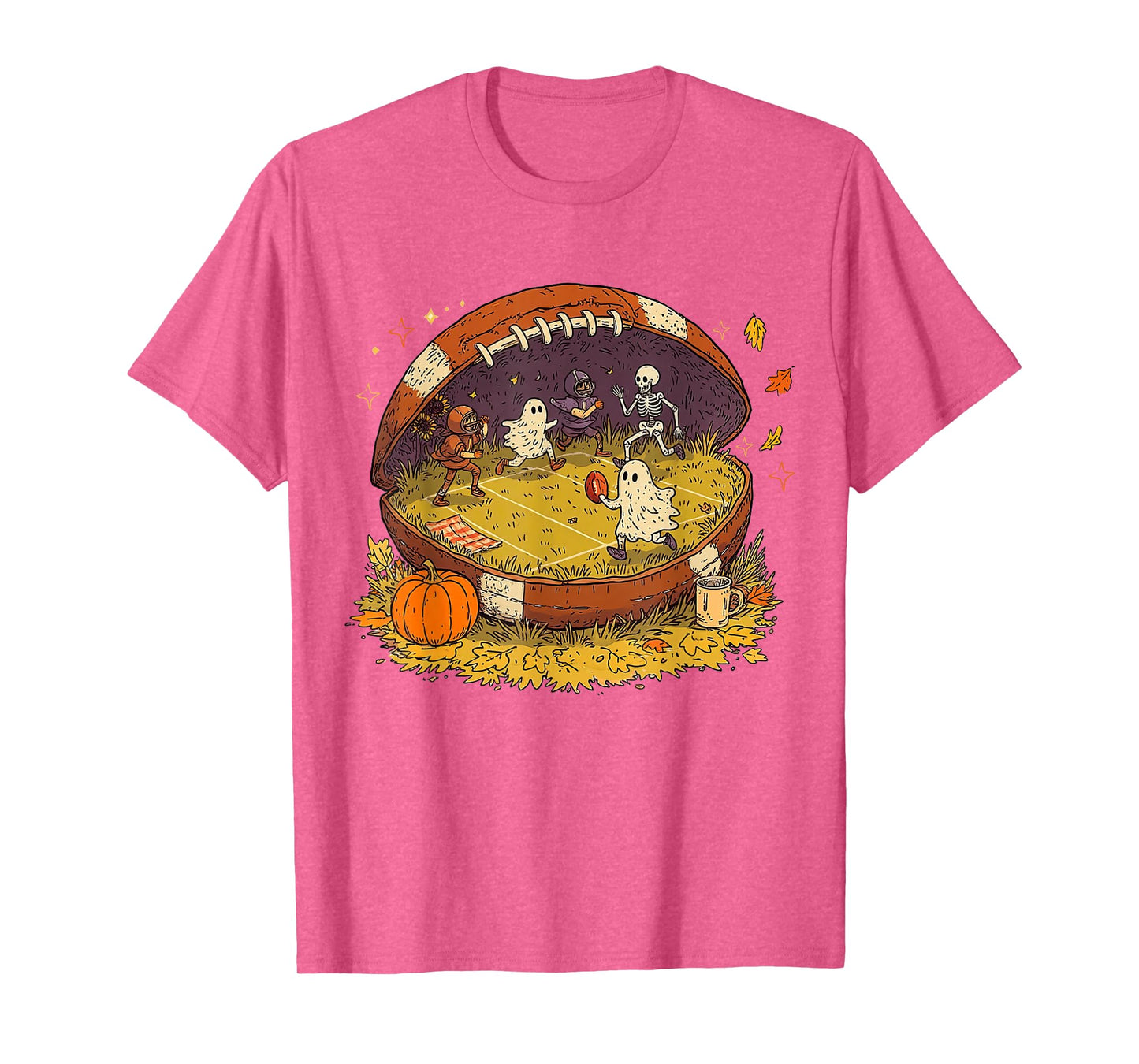 Halloween Fall Vibes Football Season Game Day Autumn Pumpkin T-Shirt