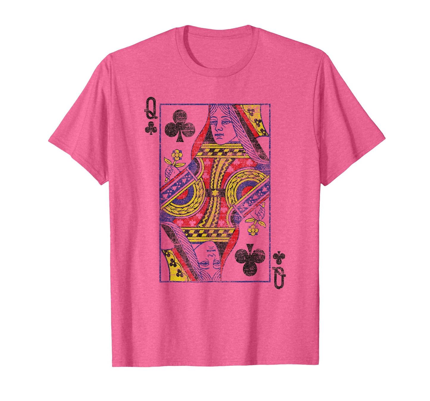 Queen of Clubs Playing Card Costume Poker Distressed T-Shirt