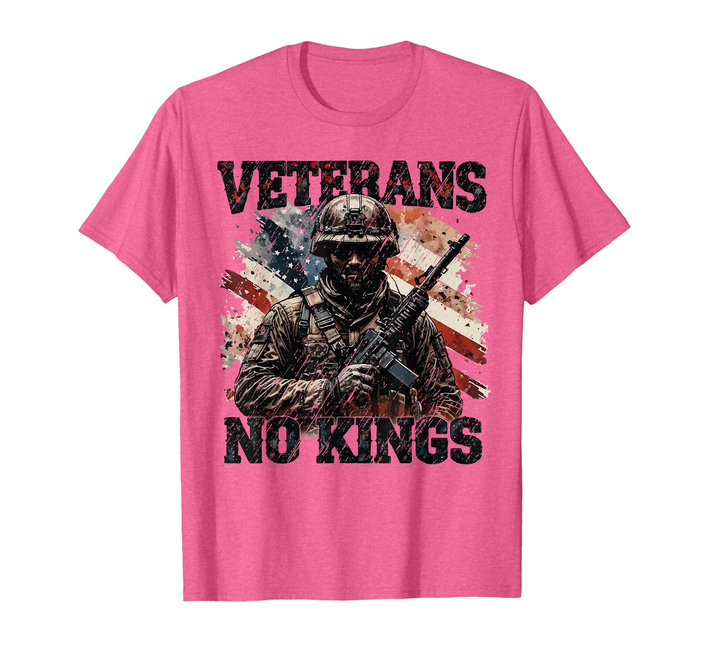 No Kings Veterans Patriotic America Flag Design T-Shirt