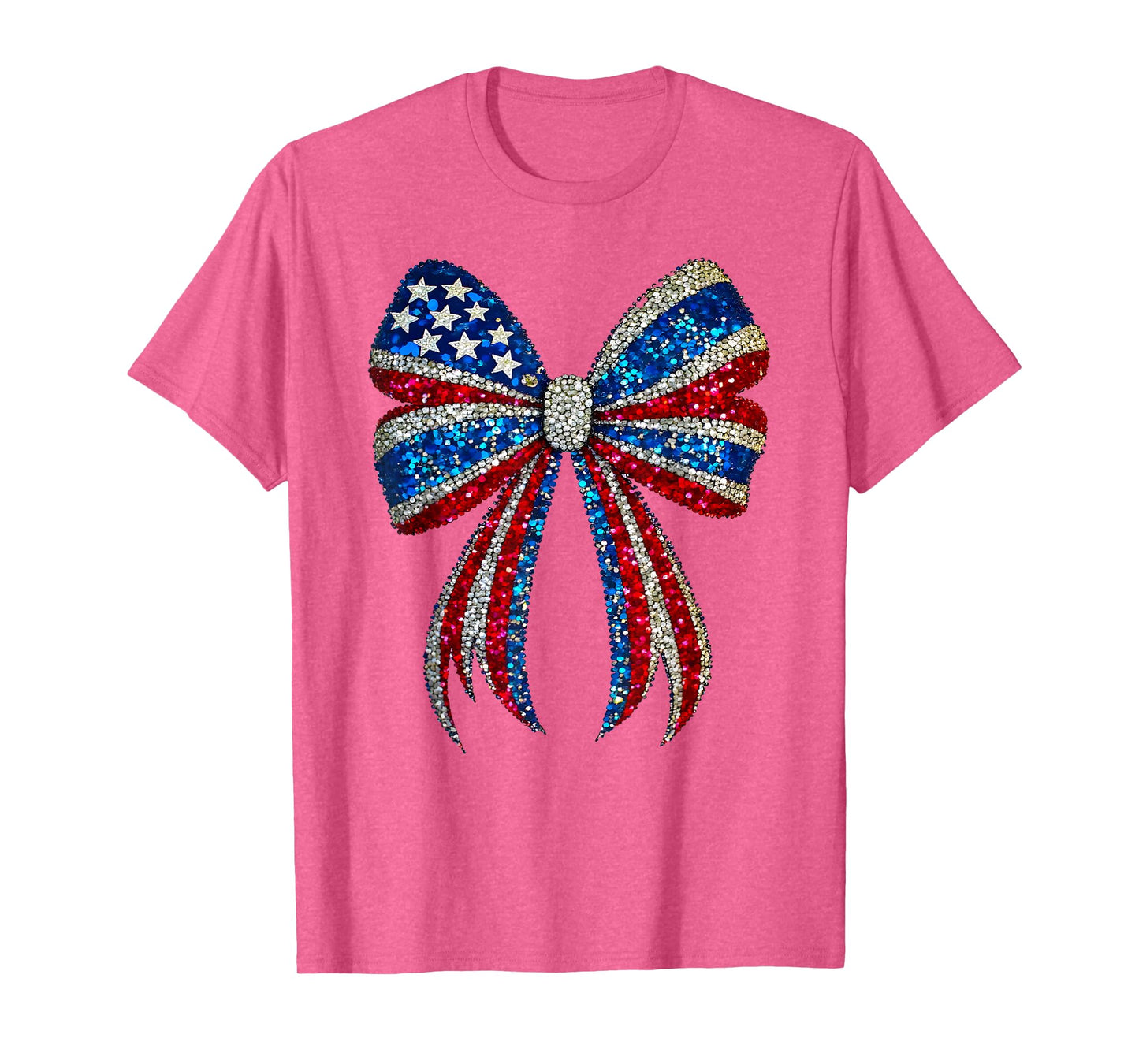 4th of July Coquette American Flag Bow Girls Patriotic Women T-Shirt