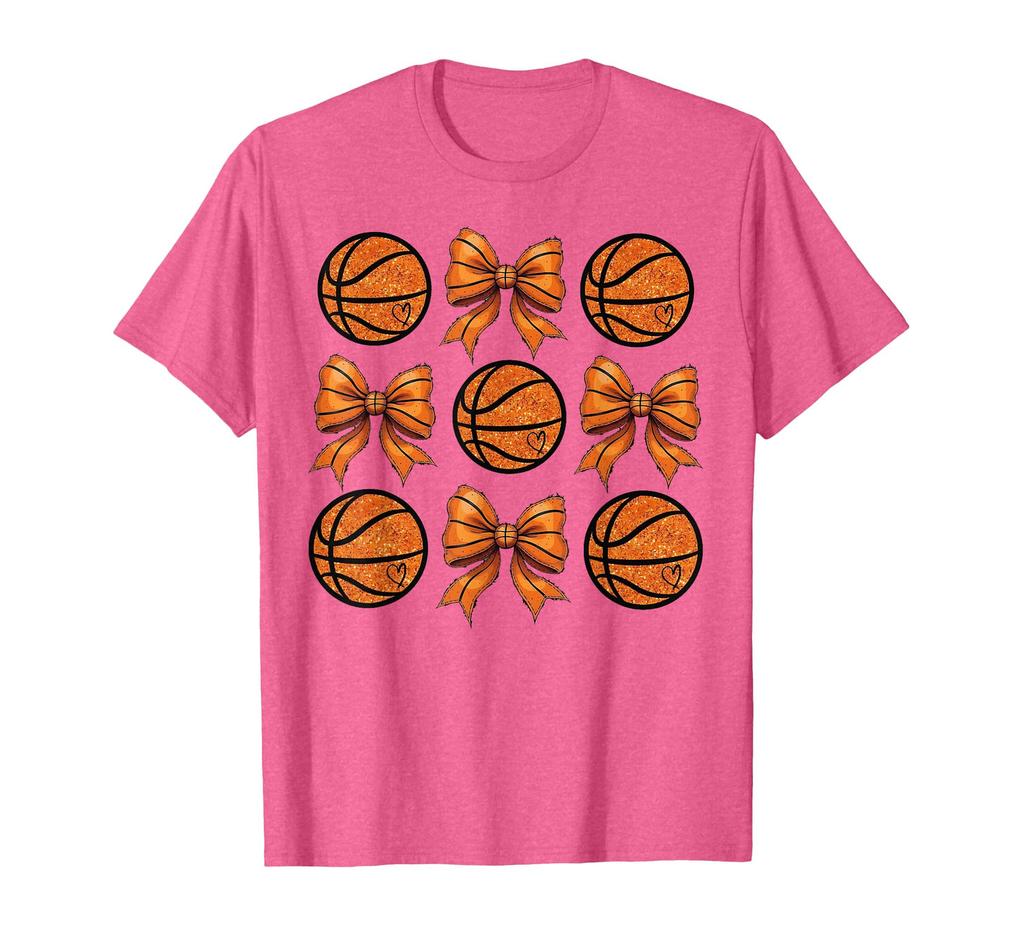 Basketball Bow Game Day Basketball Coquette Bow Women Girls T-Shirt
