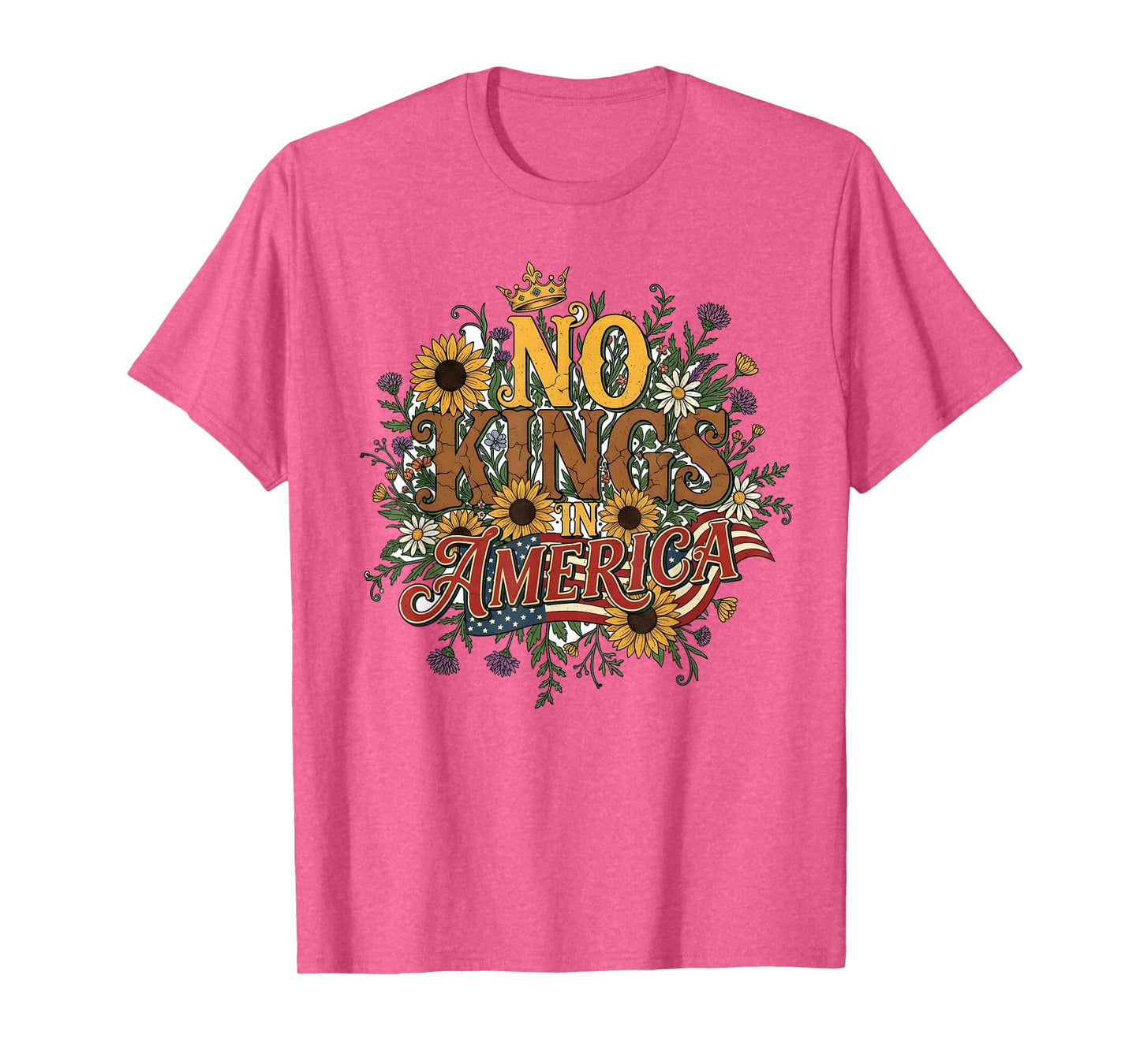 Floral No Kings in America Protest Democracy No Kings T-Shirt