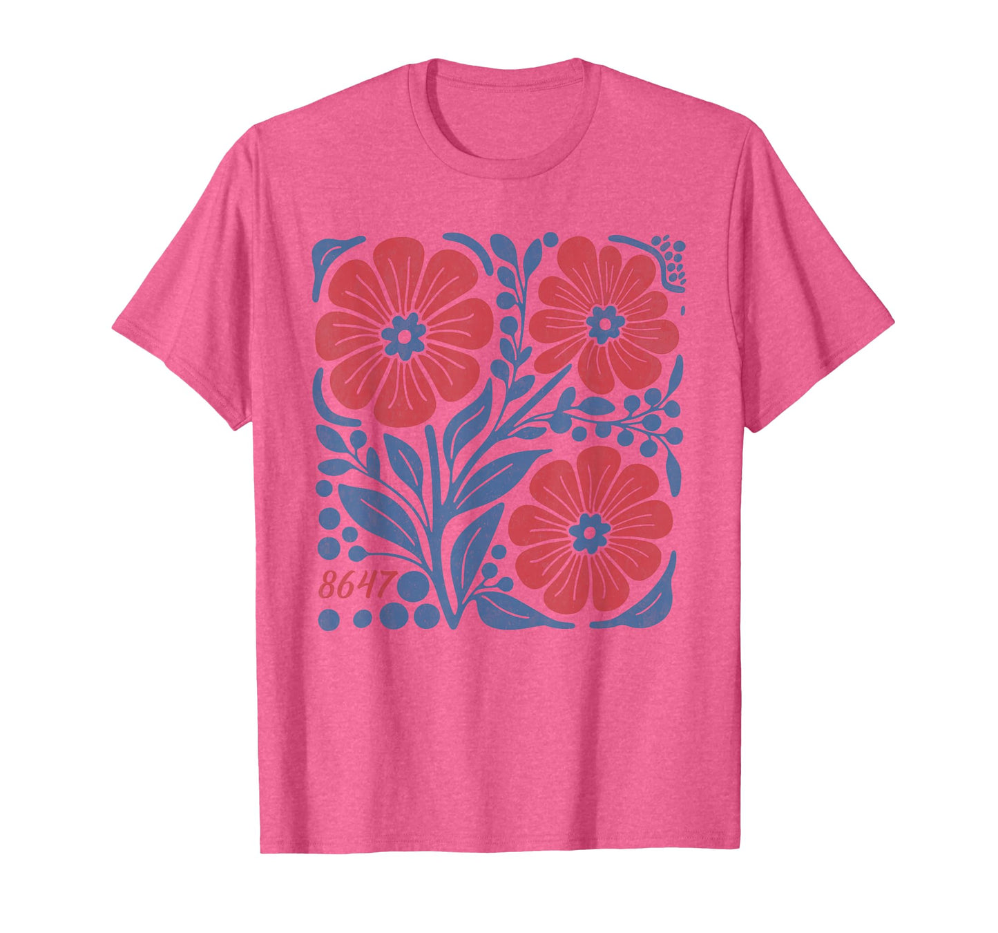 8647 Subtle Anti Trump 86 47 Floral Boho Style T-Shirt